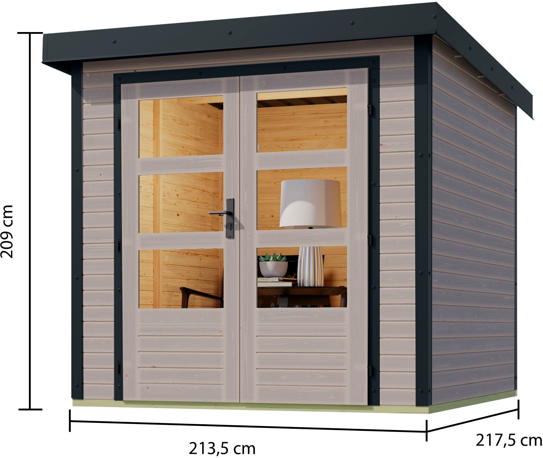 Karibu Gartenhaus »"Jupiter D"«, wassergrau/anthrazit
