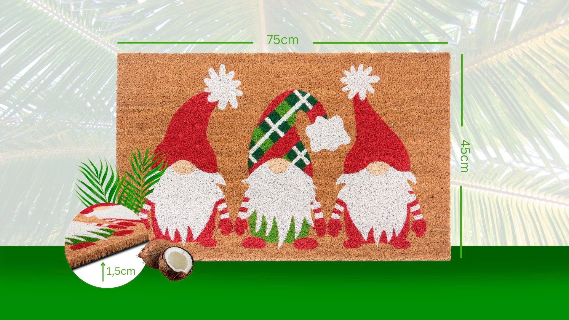 HANSE Home Fußmatte »Mix Mats Kokos Christmas Gnomes«, rechteckig, Kokos,  Schmutzfangmatte, Outdoor, Rutschfest, Innen, Kokosmatte, Flur | BAUR
