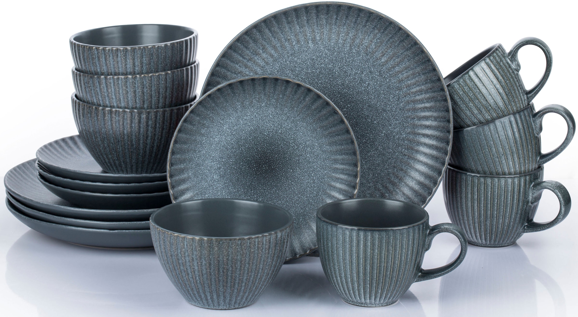 Retsch Arzberg Kombiservice "Shell Grey" hochwertige REACTIVE-Glasur günstig online kaufen