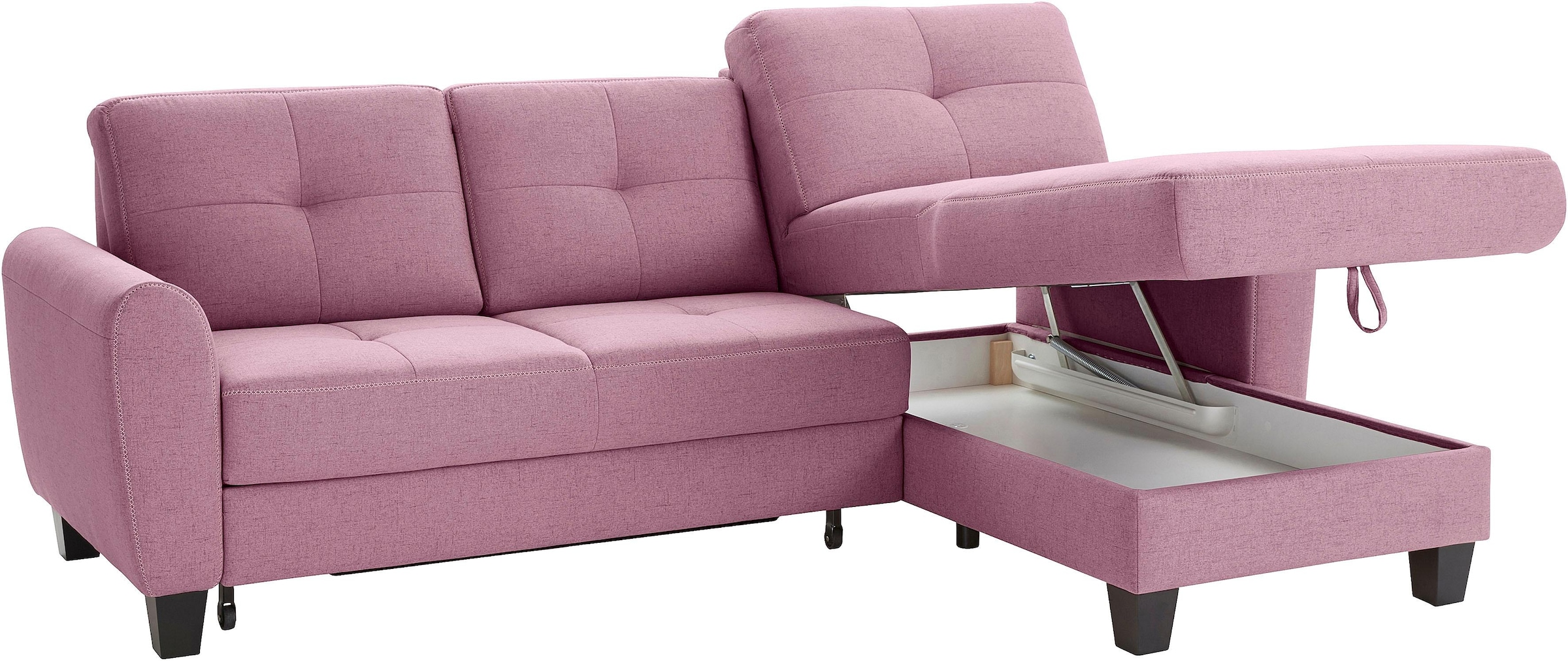 sit&more Ecksofa »Varese L-Form«, mit Federkern, wahlweise mit Bettfunktion und Stauraum