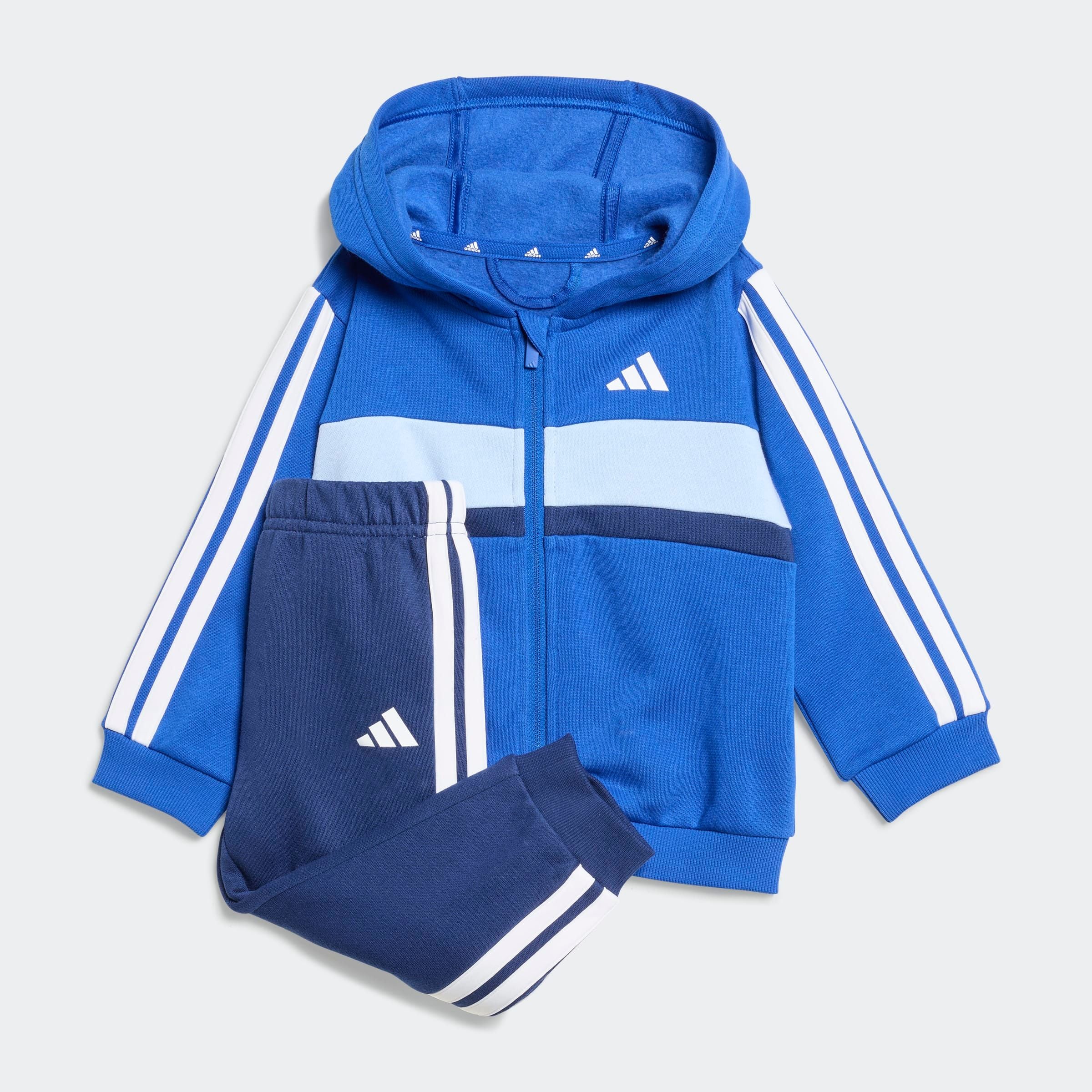 Mädchen Trainingsanzug "I 3S TIB FL SET", weiß, Gr. 74, ADIDAS SPORTSWEAR, Obermaterial: 70% Baumwolle, 30% Polyester, Sportanzüge