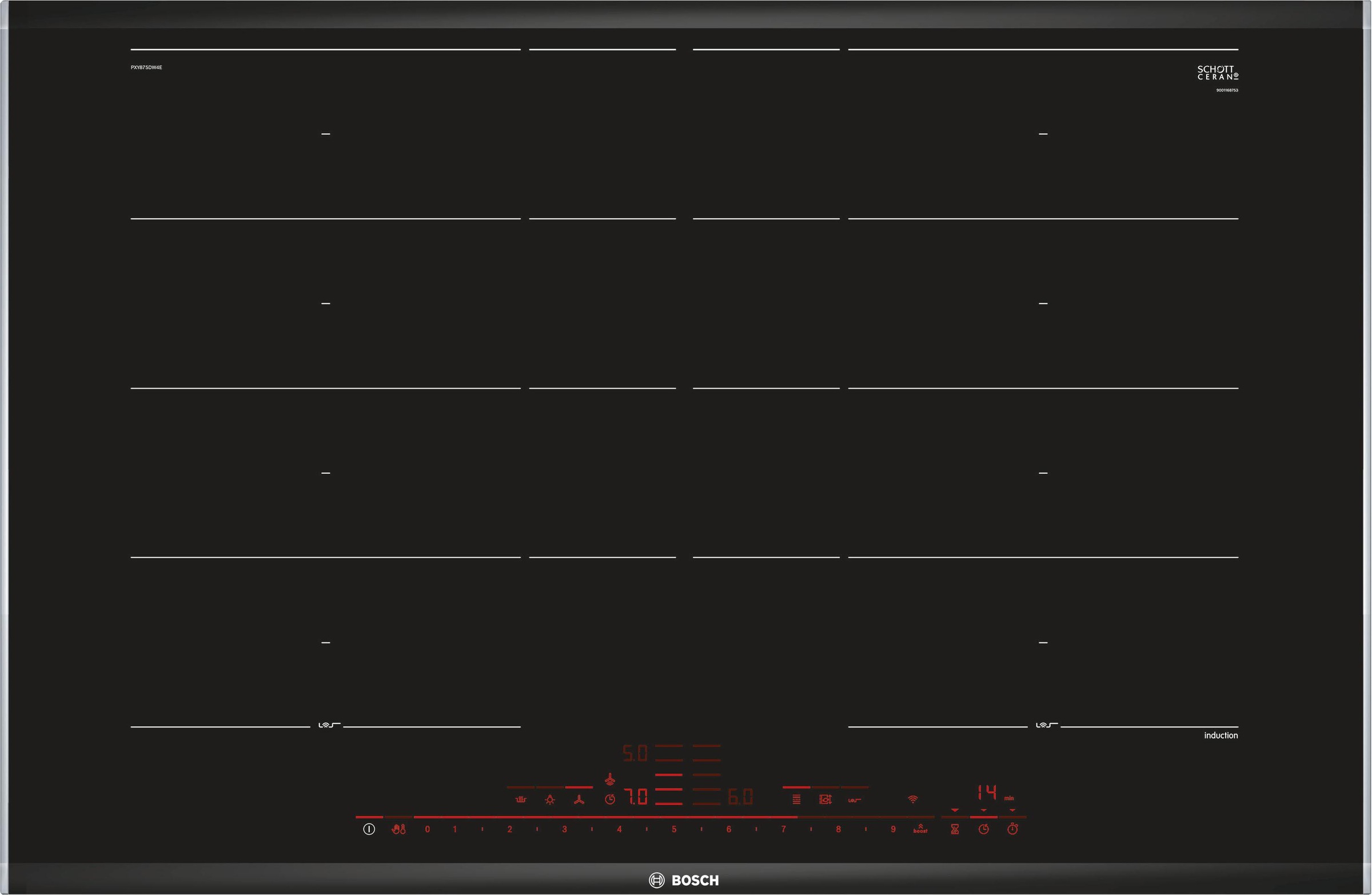BOSCH Flex-Induktions-Kochfeld von SCHOTT CERAN®, PXY875DW4E, mit DirectSelect Premium