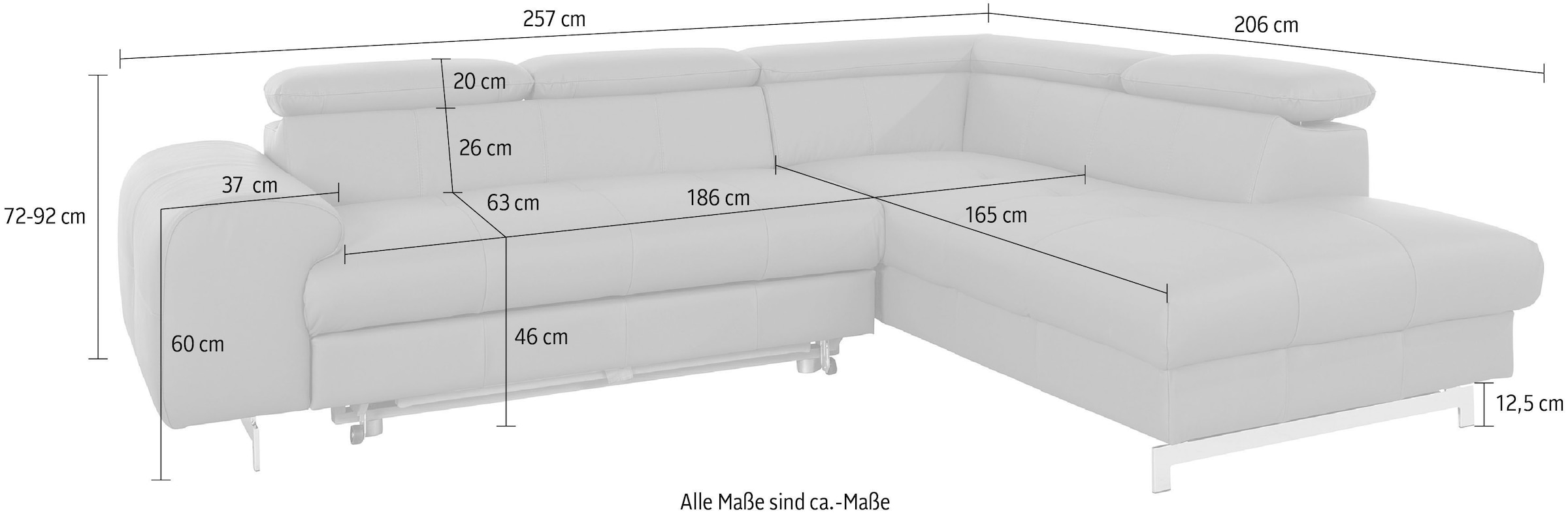 COTTA Ecksofa »Chef L-Form«, mit Kopfteilverstellung, wahlweise mit Bettfunktion