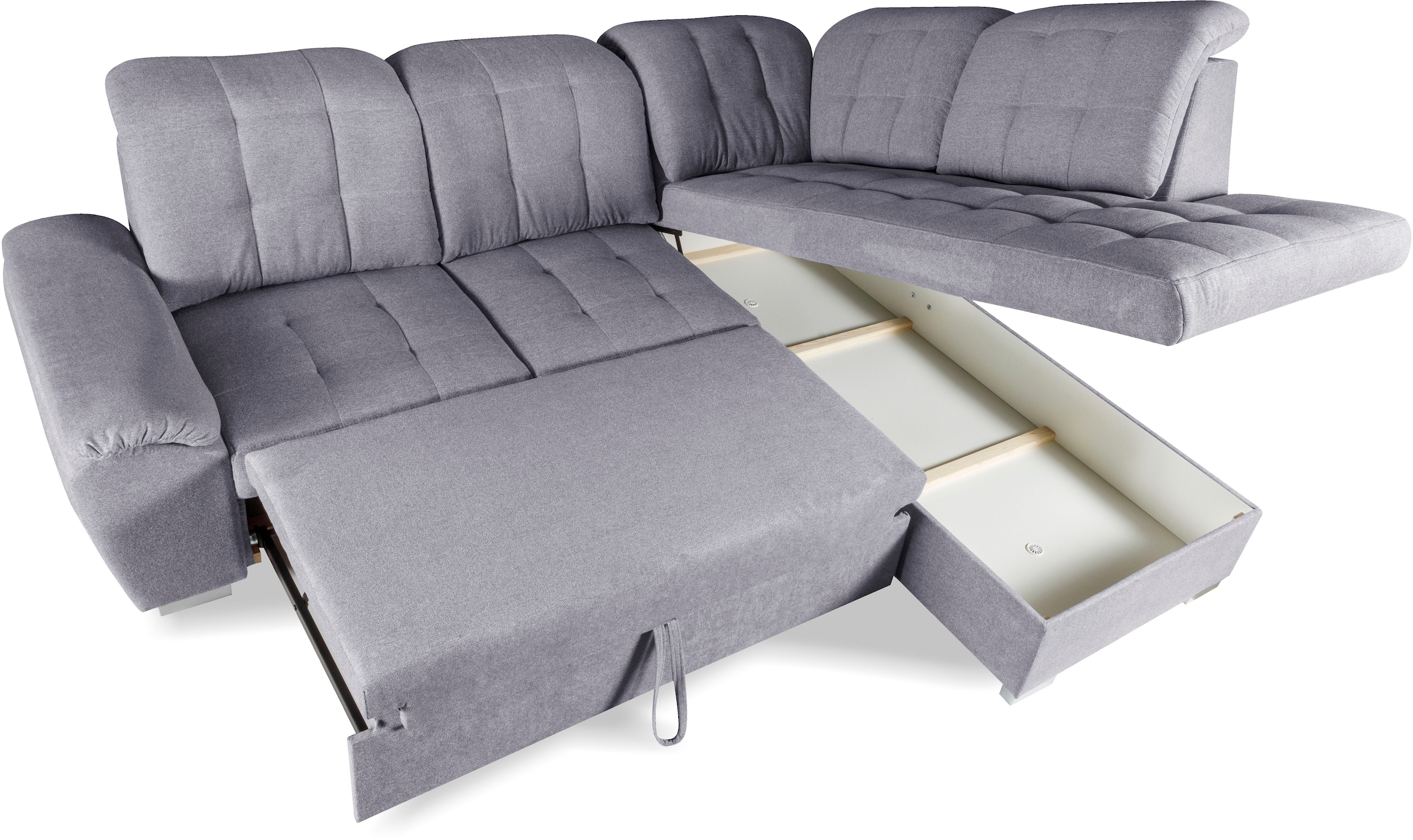 WERK2 Ecksofa »Brindisi, bequem und komfortabel, L-Form«, mit verstellbaren Kopfteilen, Bettfunktion & Bettkasten
