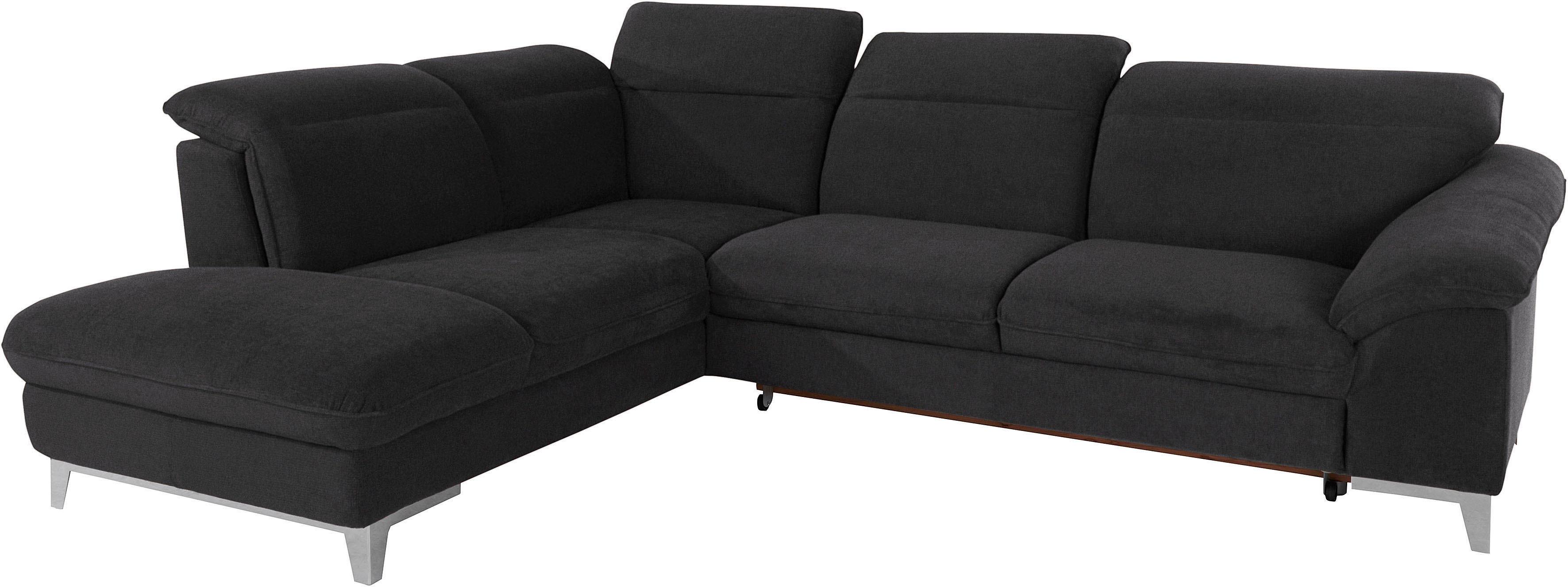 Ecksofa COTTA, B:293cm H:84cm T:232cm, schwarz, Chenille (90% Polyester; 10% Polyamid );Struktur (100% Polyester ), Wohnzimmer, Sofas, "Teresa