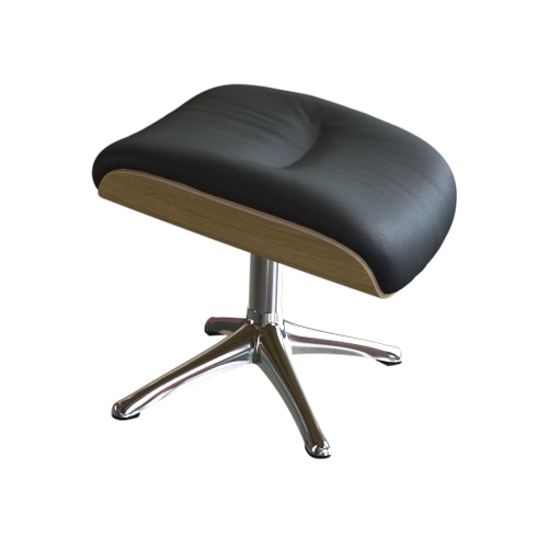Flexlux Clement Footstool 100% Genuine Leather Deep Black