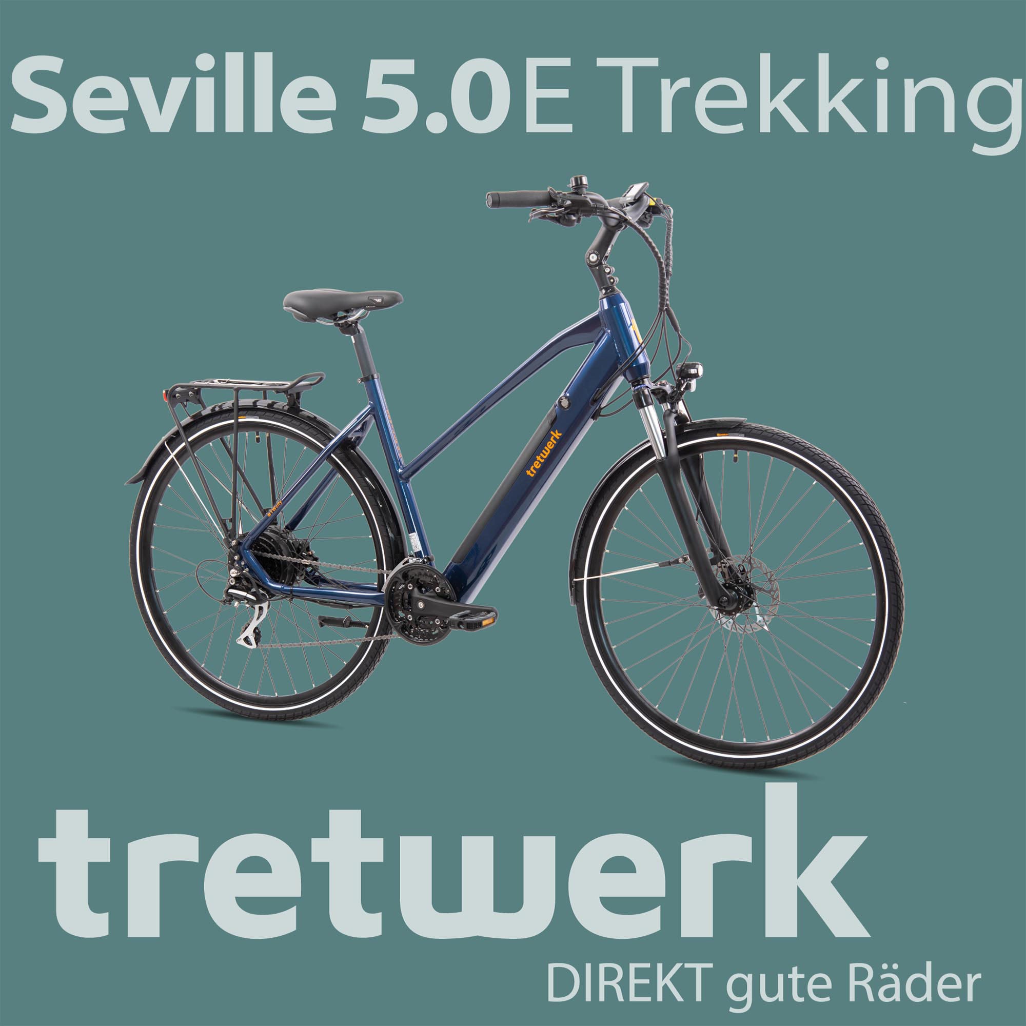 Tretwerk E-Bike »Seville 5.0«, 24 Gang, Shimano, Heckmotor 250 W, Pedelec, Elektrofahrrad für Damen u. Herren