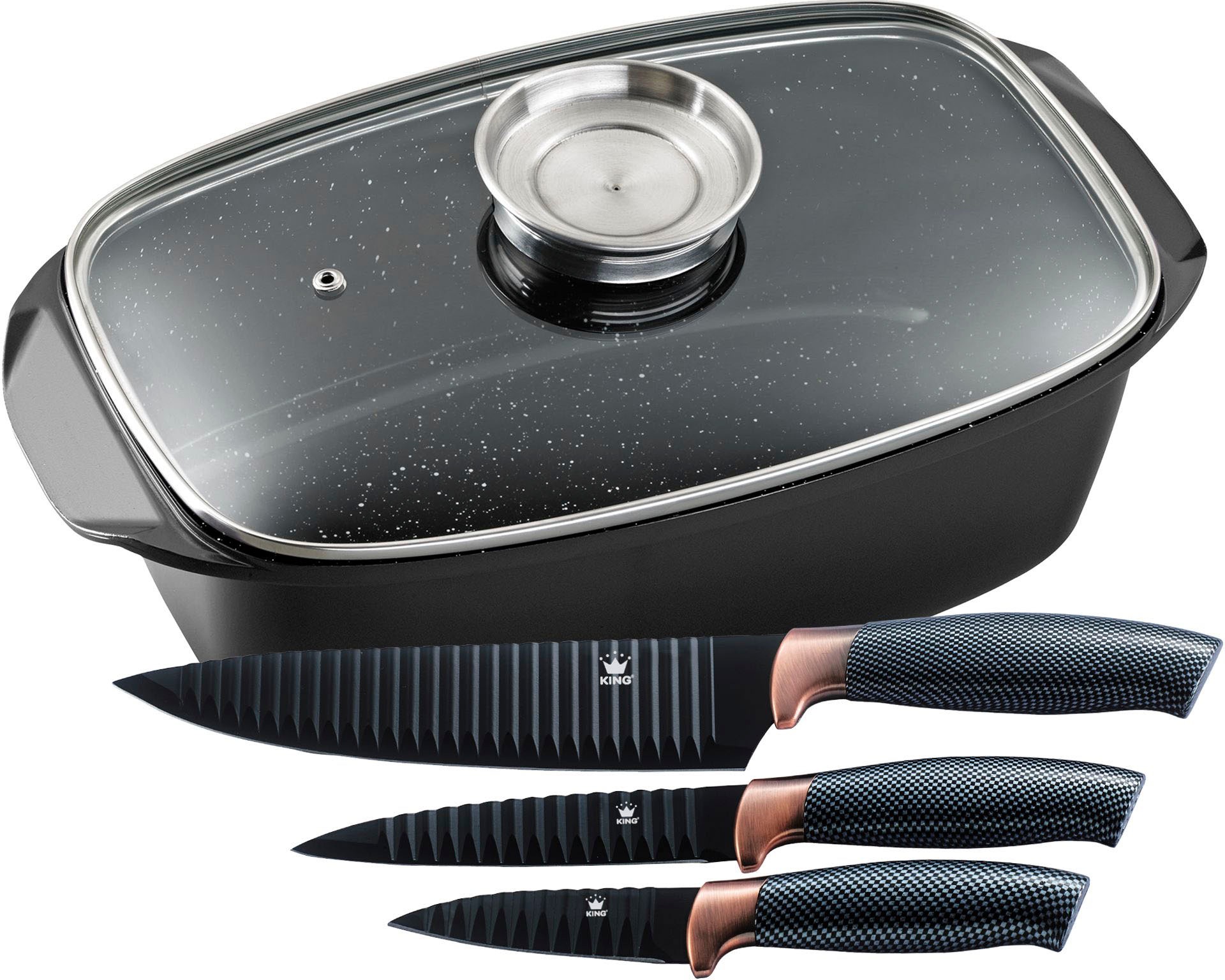 KING Bräter "5 Liter" Set, 3 Küchenmesser im Geschenketui, 5 Stk. tlg. Alum günstig online kaufen