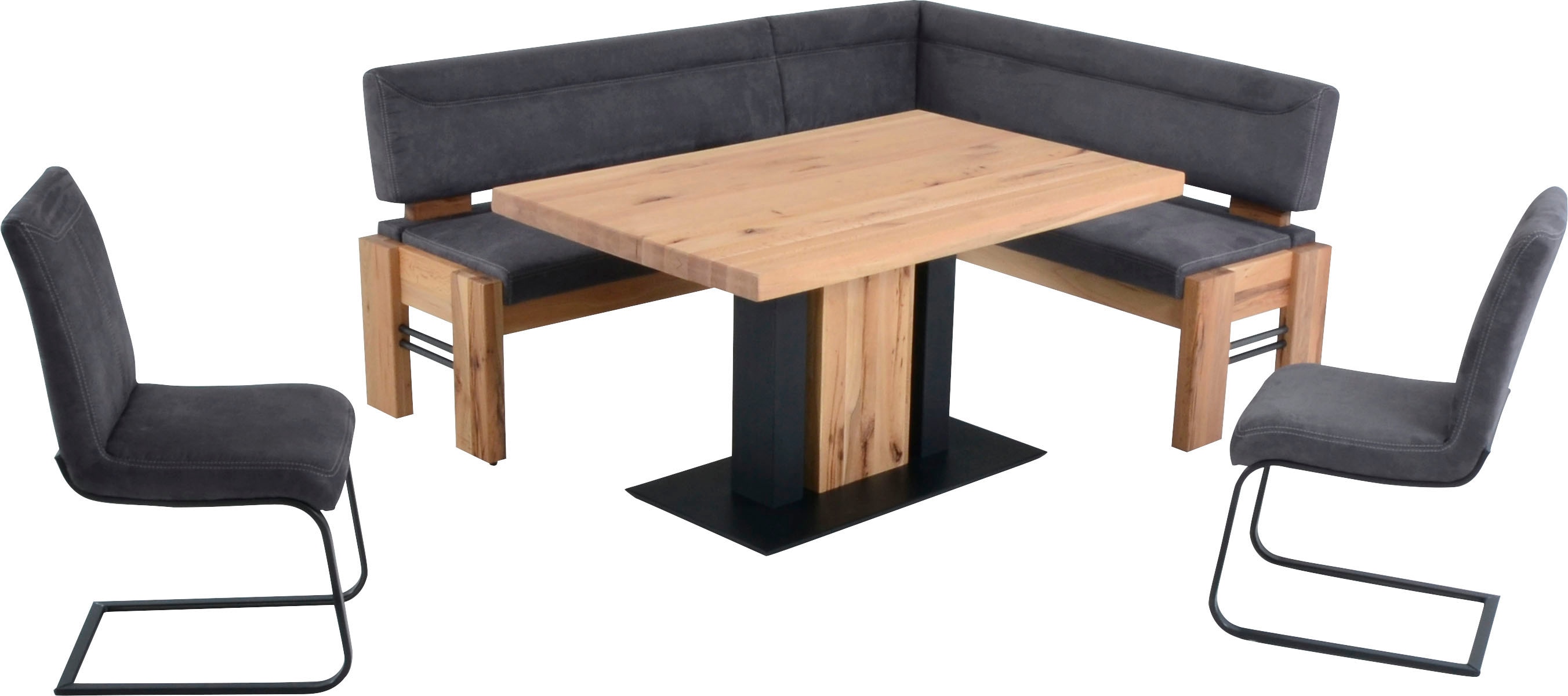 K+W Komfort & Wohnen Eckbankgruppe "Floyd" Set, 5 Stk. tlg. Stauraum-Eckbank, wahlweise rechts oder links langer Schenkel 203cm
