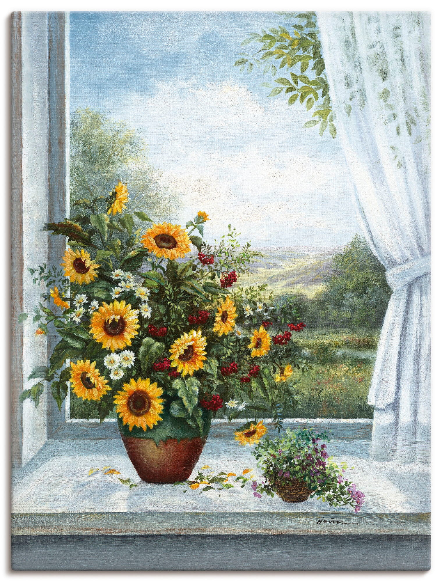 Artland Wandbild "Sonnenblumen am Fenster", Arrangements, (1 St.), als Leinwandbild, Poster, Wandaufkleber in verschied.