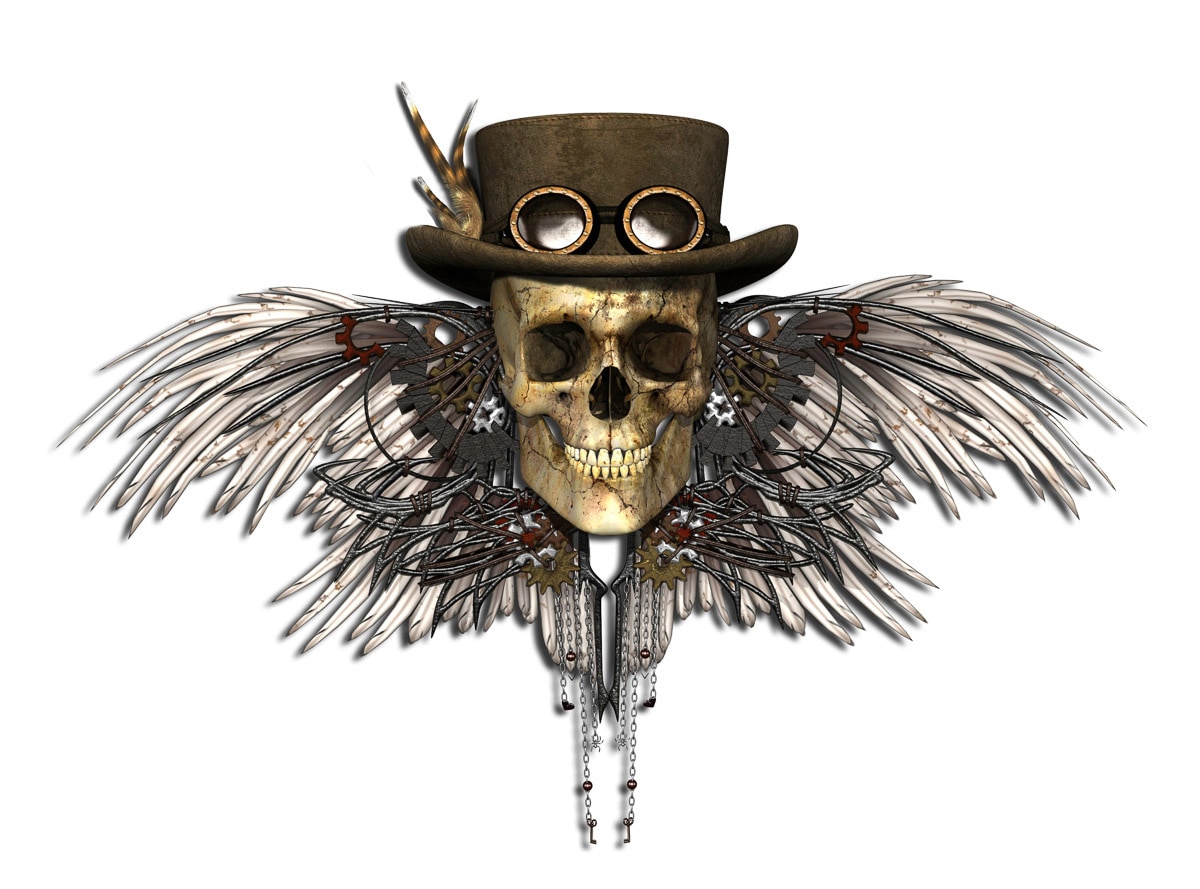 Papermoon Fototapete »Steampunk totenkopf«