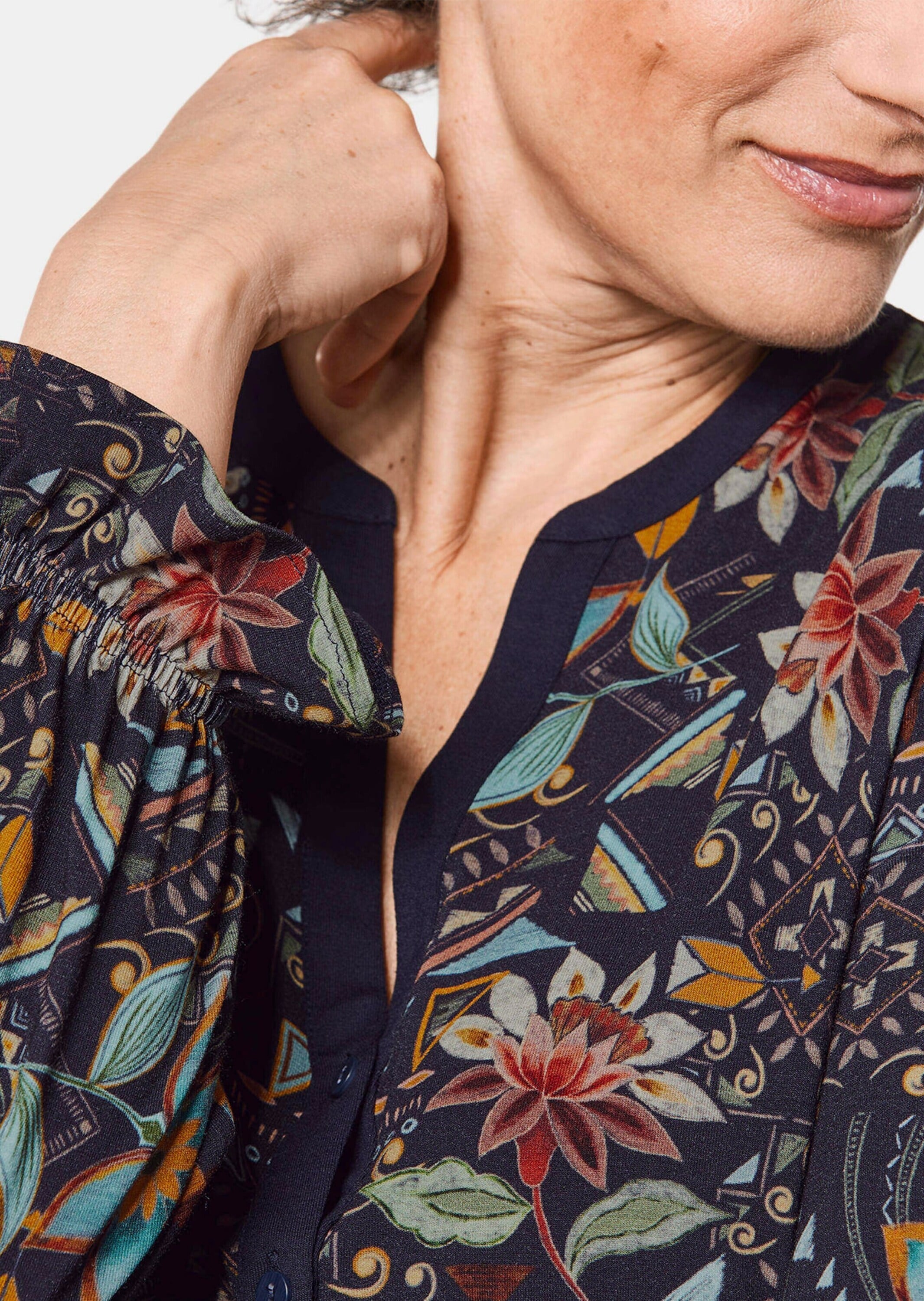 GOLDNER Print-Shirt »Druckshirt Druckshirt mit Volantärmeln«