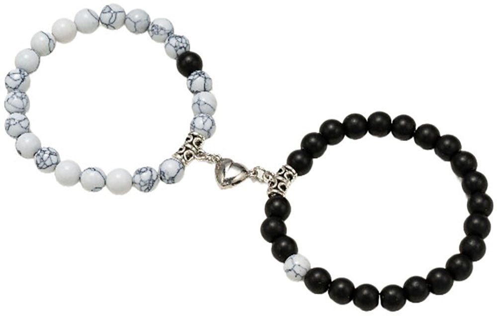 Firetti Armband Set »Multipack Geschenk Edelstahl Armschmuck Armkette Edelstein Herz«, (Set, 2 tlg.), Made in Germany - mit Howlith, Glasstein