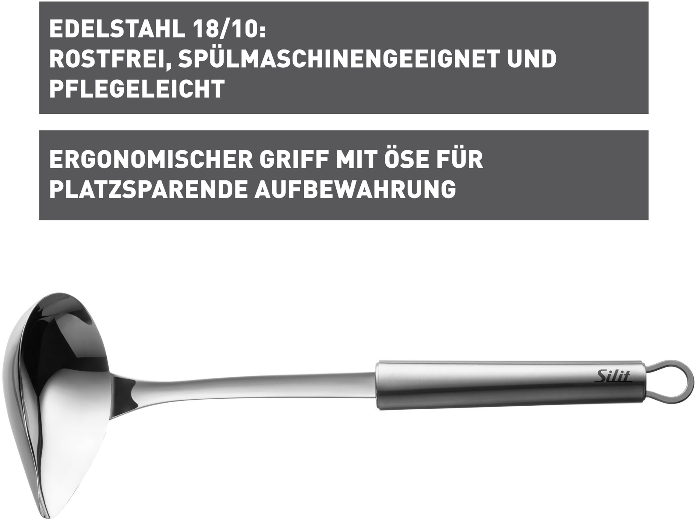 Silit Soßenlöffel »Classic Line«, (1 tlg.), Soßenlöffel 30 cm, tropffreies Servieren, hochwertiger Edelstahl