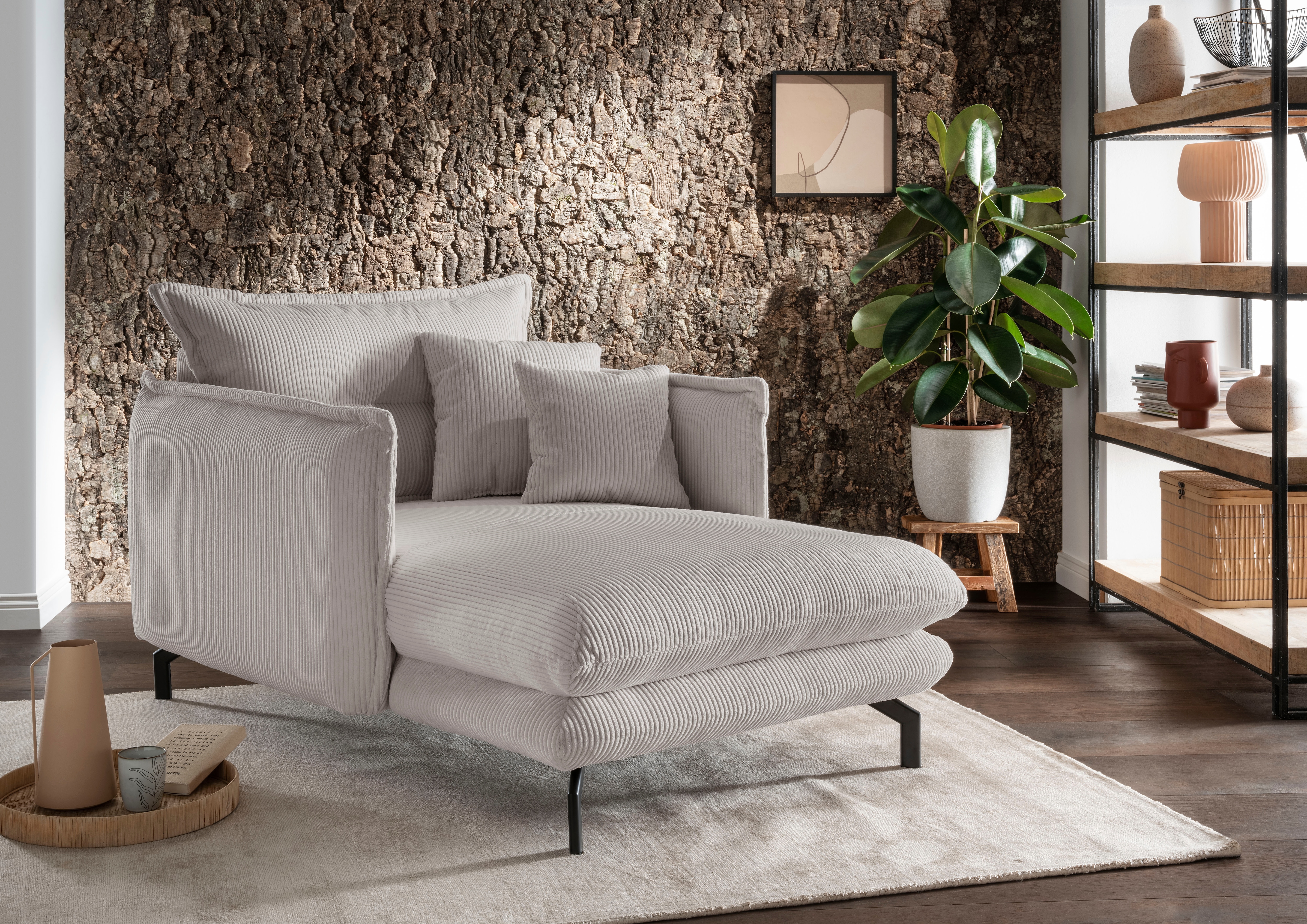 Home affaire Relaxsessel "LAVA Loveseat, modern & bequem, schmale Armlehnen, B/T 111/167cm" zwei verschiedene Fußfarben wählbar