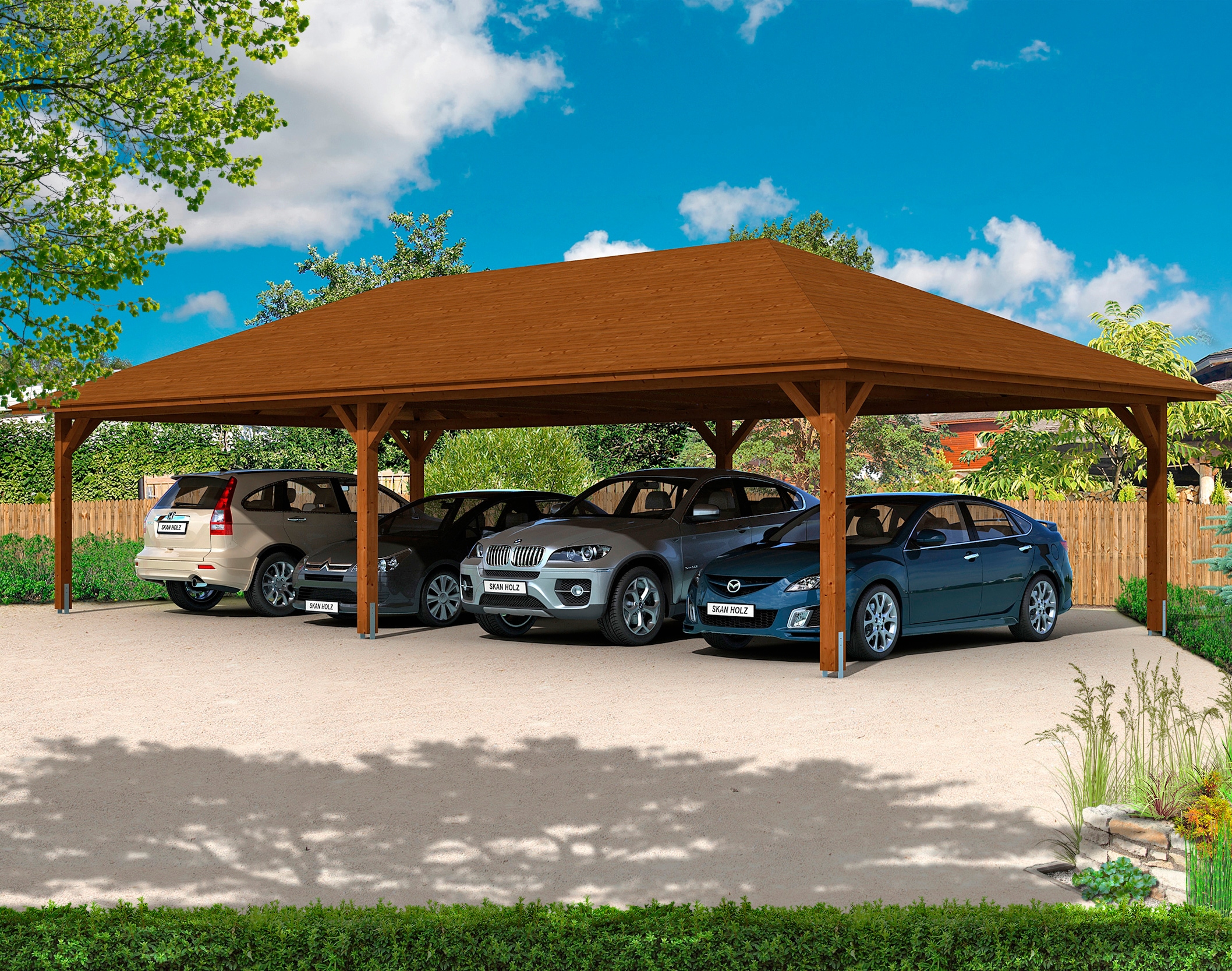 Skanholz Doppelcarport "Taunus" Leimholz 530 cm braun