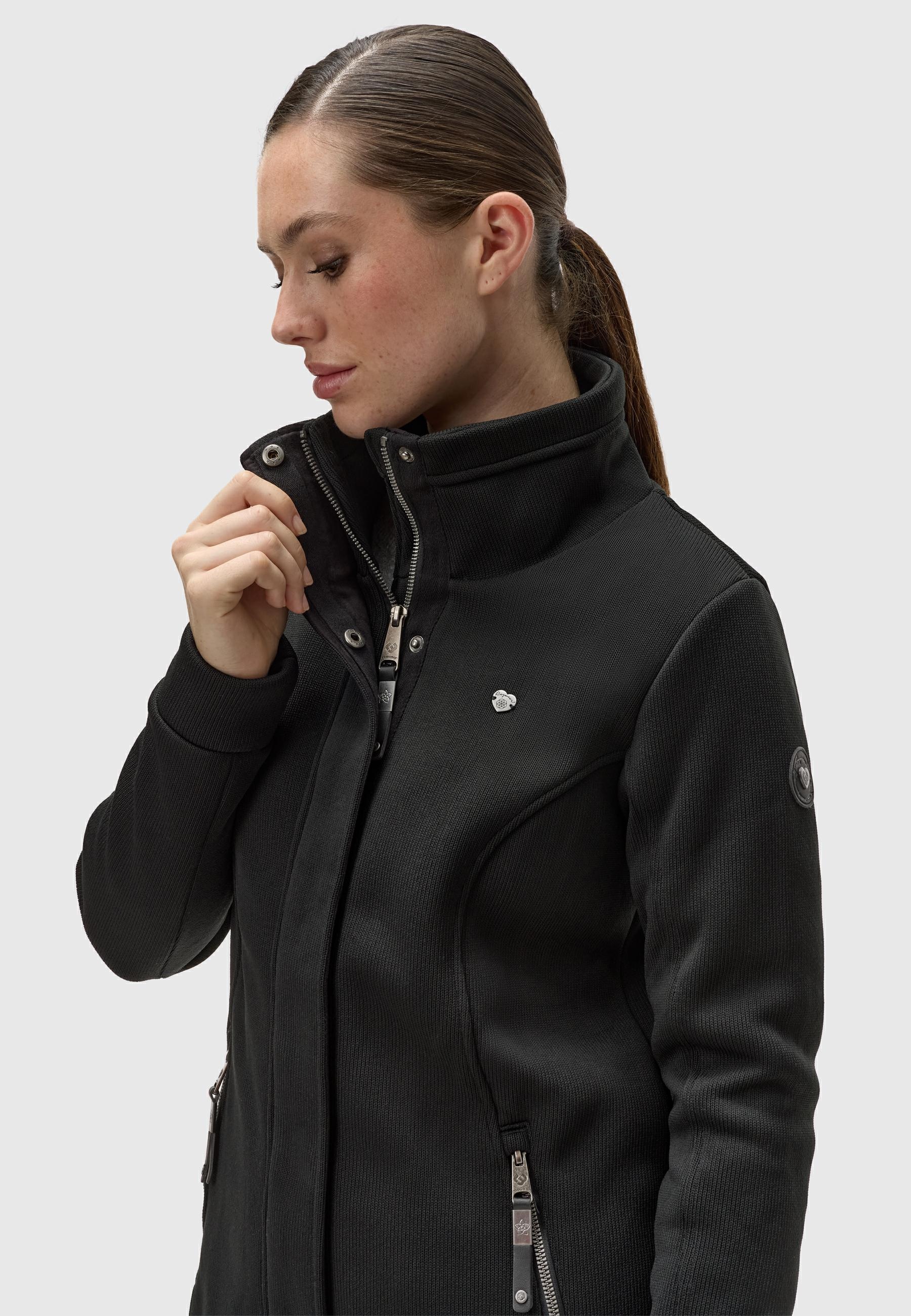 Ragwear Sweatjacke »Letrice Bonded«, Elegante Zip-Jacke mit hohem Kragen in Feinstrickoptik