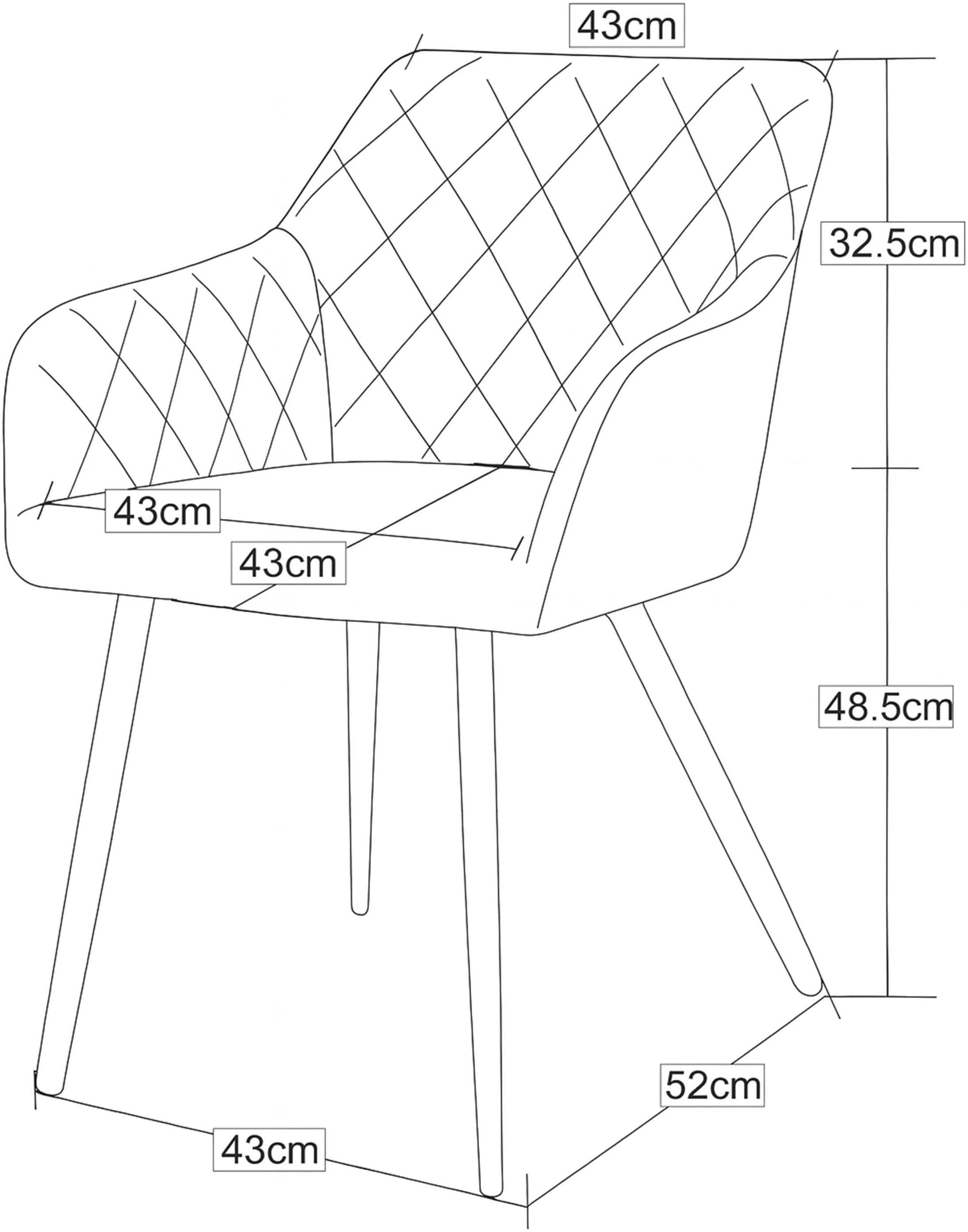 Home affaire Esszimmerstuhl »SUDBURRY, 2er Set, mit Metallgestell in matt schwarz« (Set) 2 Stk.in verschiedenen Farben, Belsatbarkeit pro Stuhl 120 kg, mit Griffloch