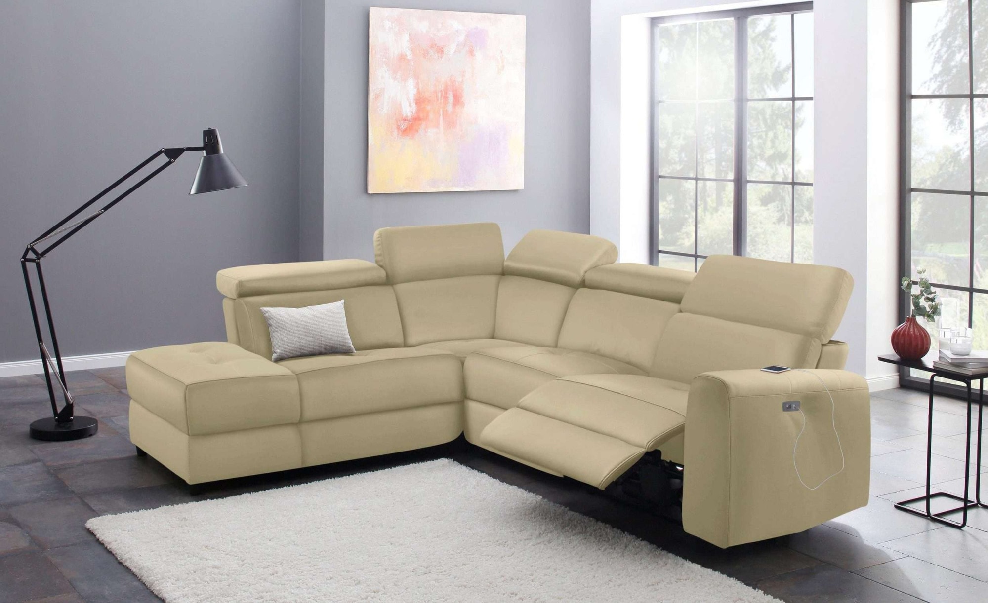 Home affaire Ecksofa »Sentrano, L-Form,«, 273 cm, man. o. elektr. Relaxfunktion und USB/Kopfverstellung