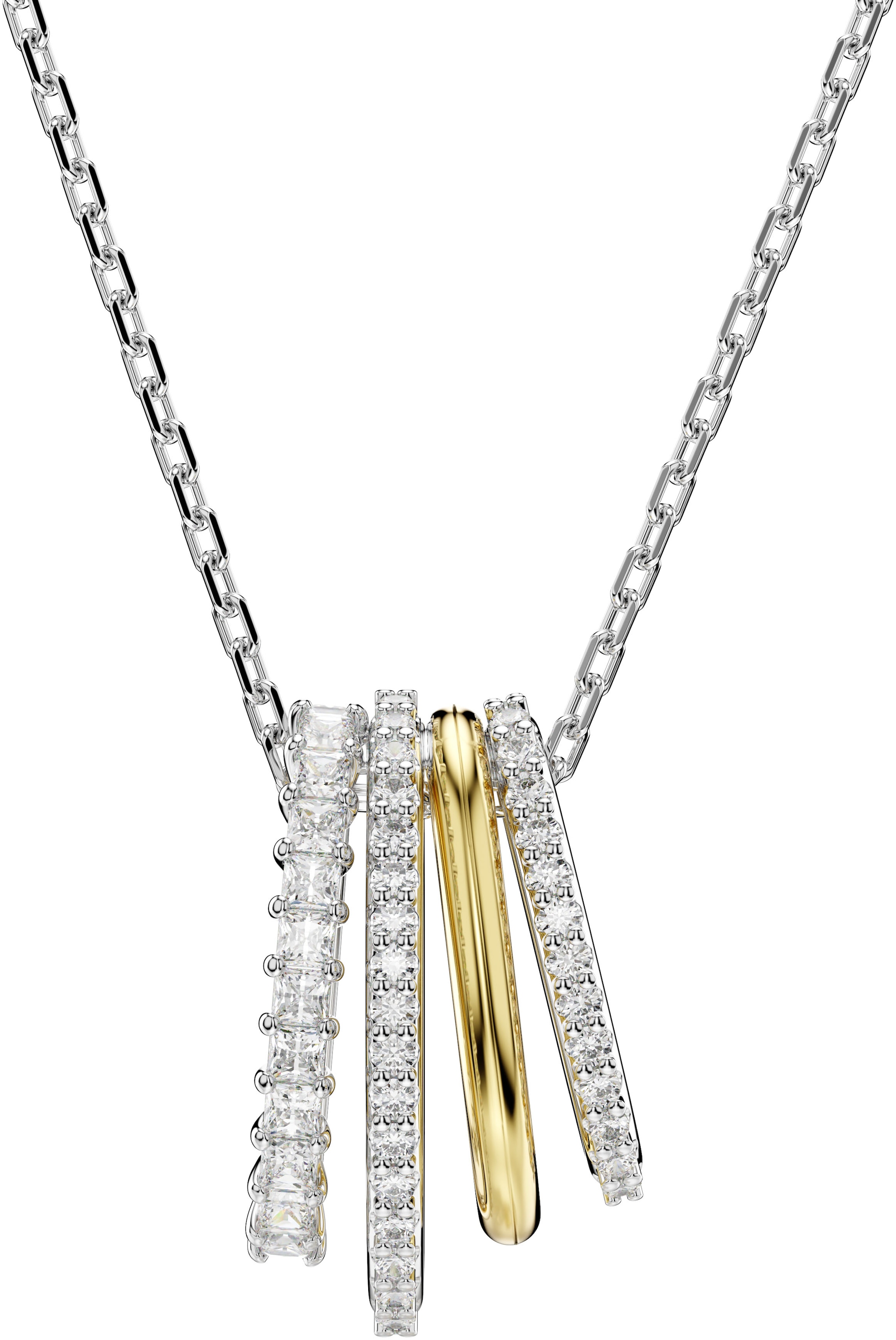 Kette mit Anhänger SWAROVSKI "Schmuck Geschenk Halskette Hyperbola", gold (metallfarben, gelbgoldfarben, kristallweiß), Halsketten, Damen, Metall, L: 45, mit Swarovski Kristall 2