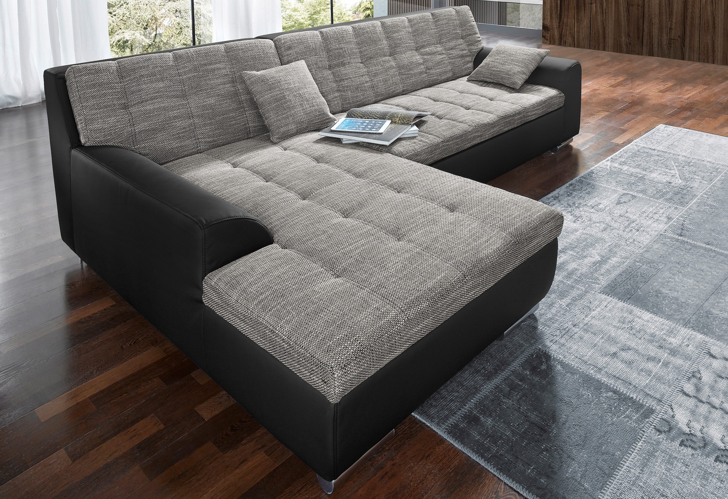 DOMO collection Ecksofa Treviso, wahlweise mit Bettfunktion, incl. Zierkiss günstig online kaufen