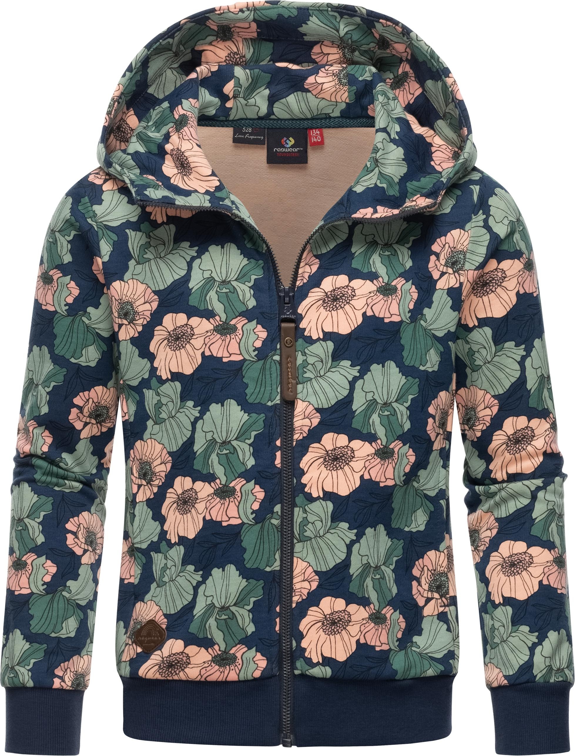 Kapuzensweatjacke »Agneska Freesia«, Stylische Mädchen Zip-Jacke mit Blumenmuster