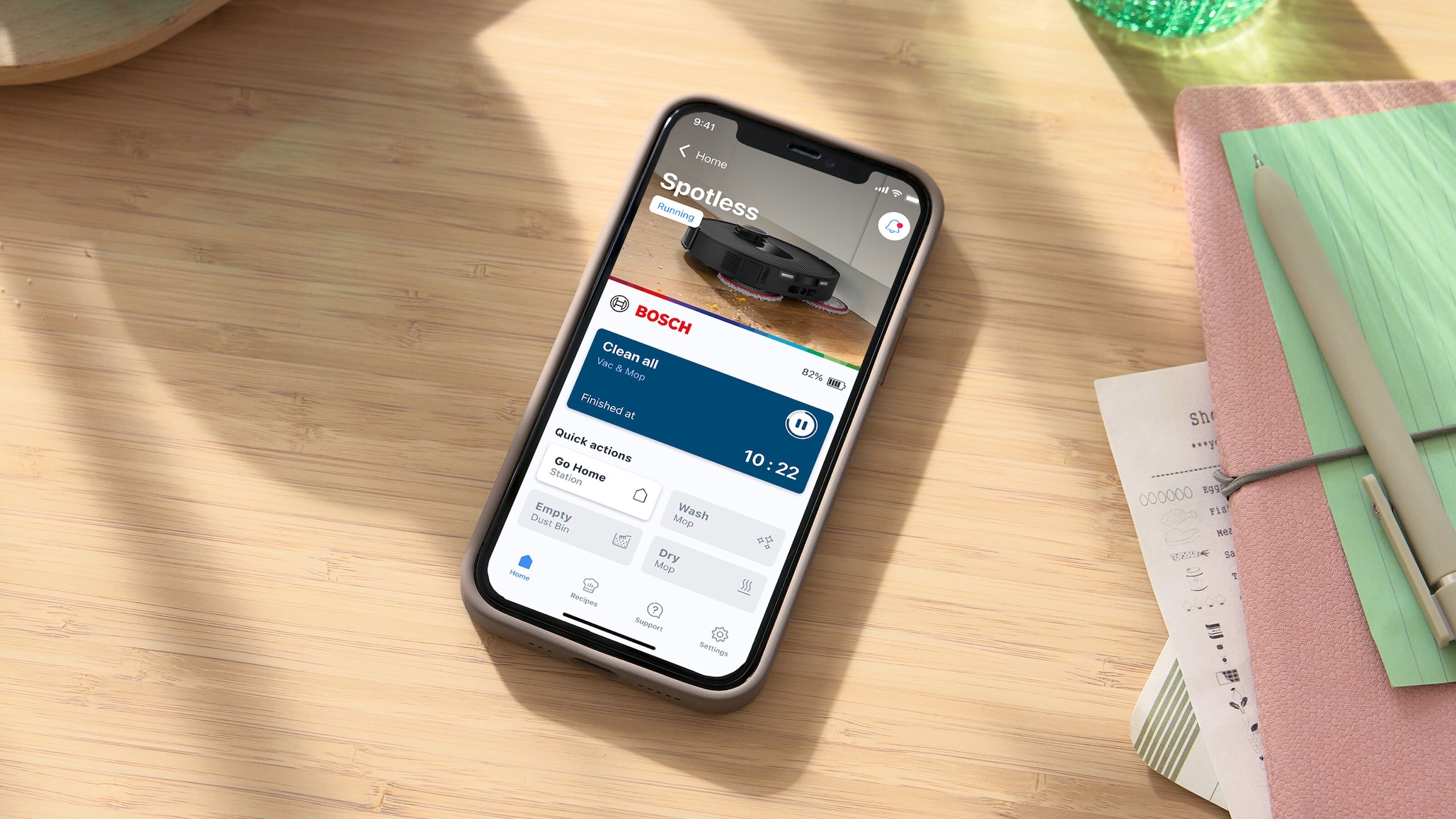 BOSCH Saugroboter »Spotless Max Cam BCRDW3BX, rotierende Wischpads, 70°C Selbstreinigung«, Datensicherheit, 11.000 Pa Saugkraft, Absaugstation, Kamera