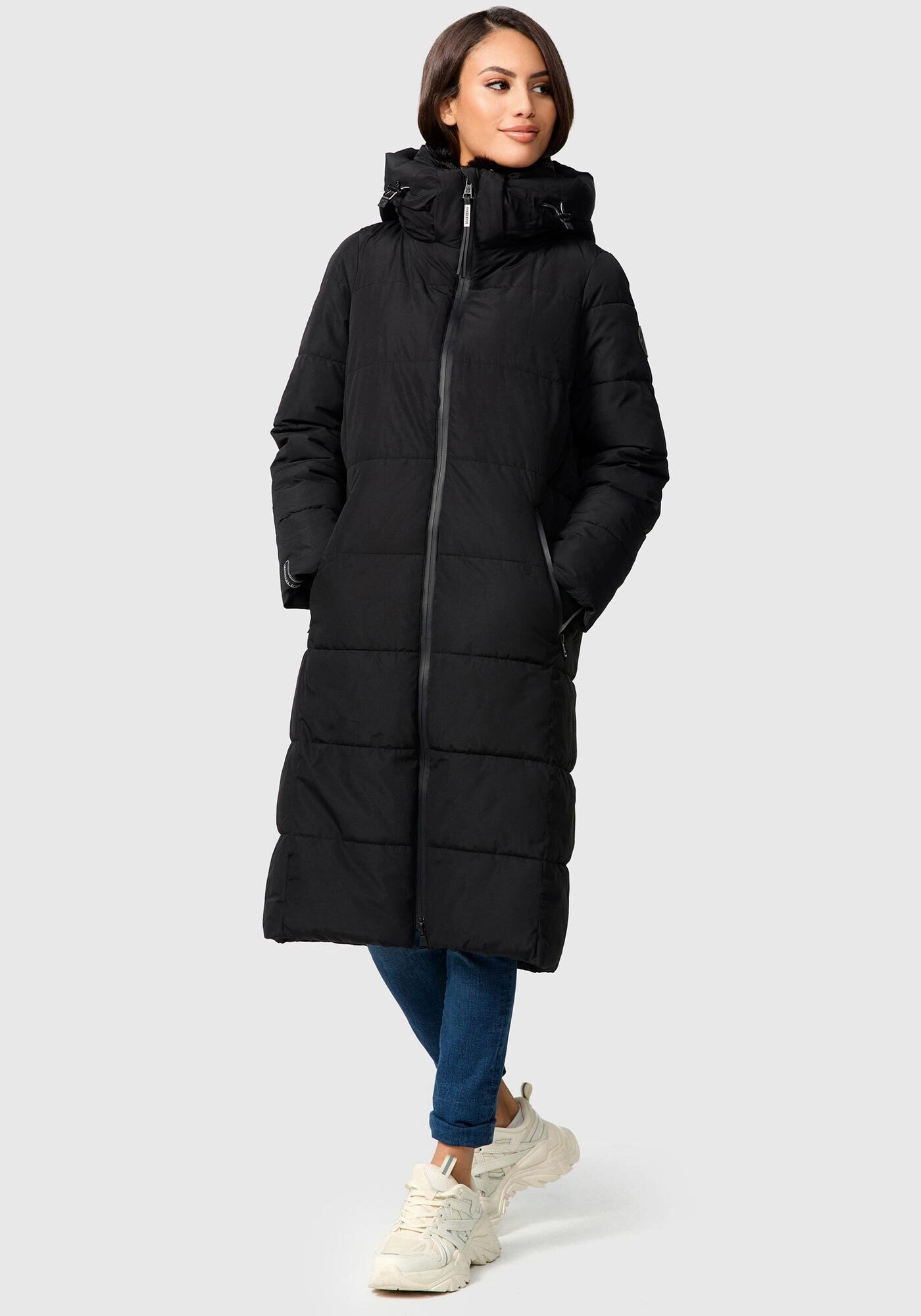 Marikoo Steppjacke »Zuraraa XVI« mit Kapuze langer Winter Mantel gesteppt