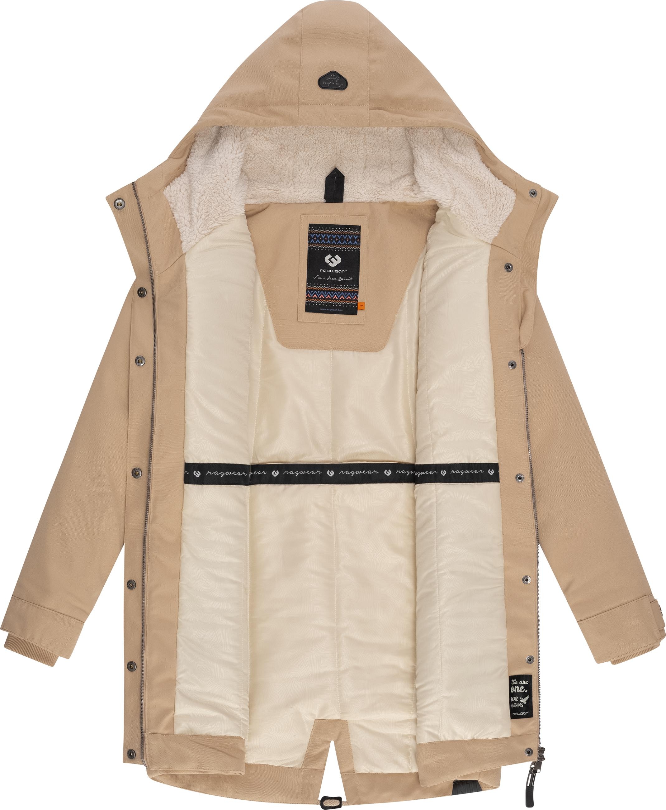 Ragwear Kurzmantel »Canny Canvas«, Wasserdichter Damen Wintermantel mit Kapuze