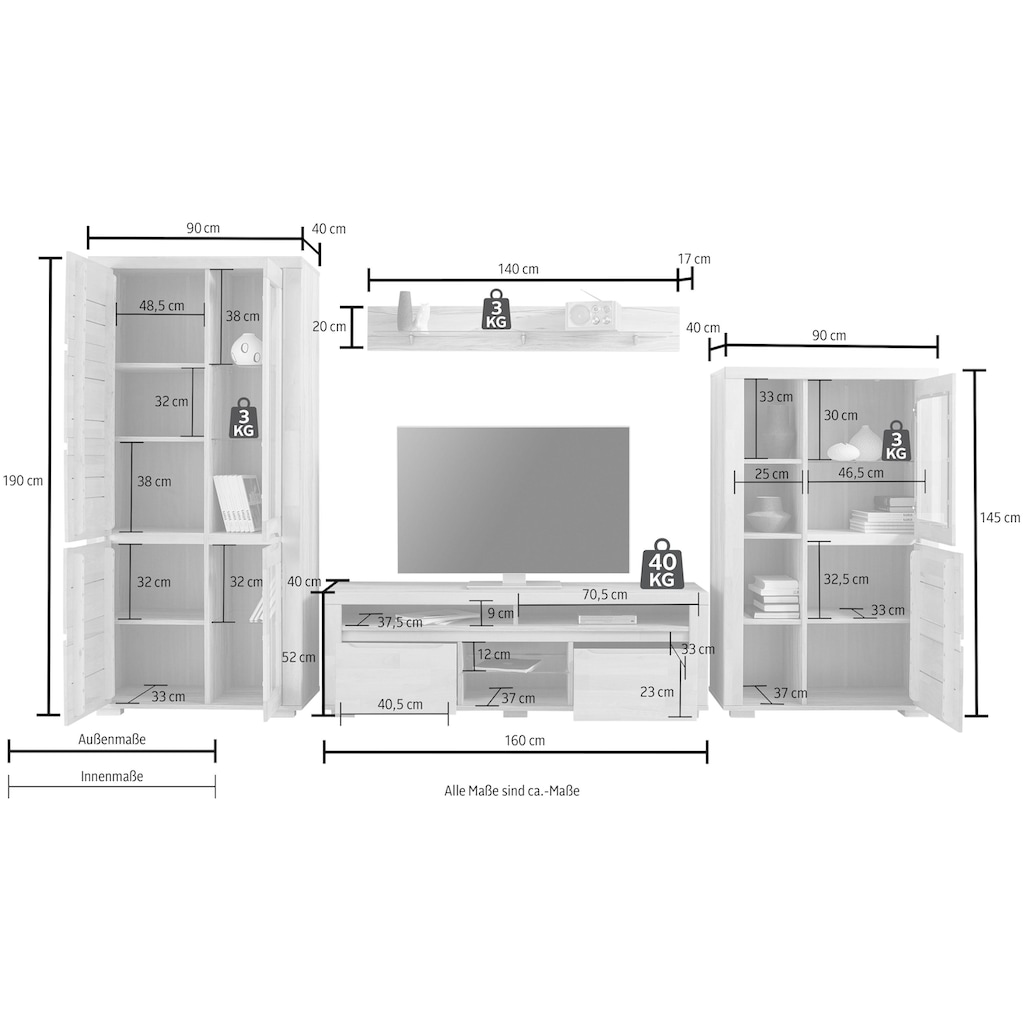 Woltra Wohnwand »Denis«, (Set, 4 St.)