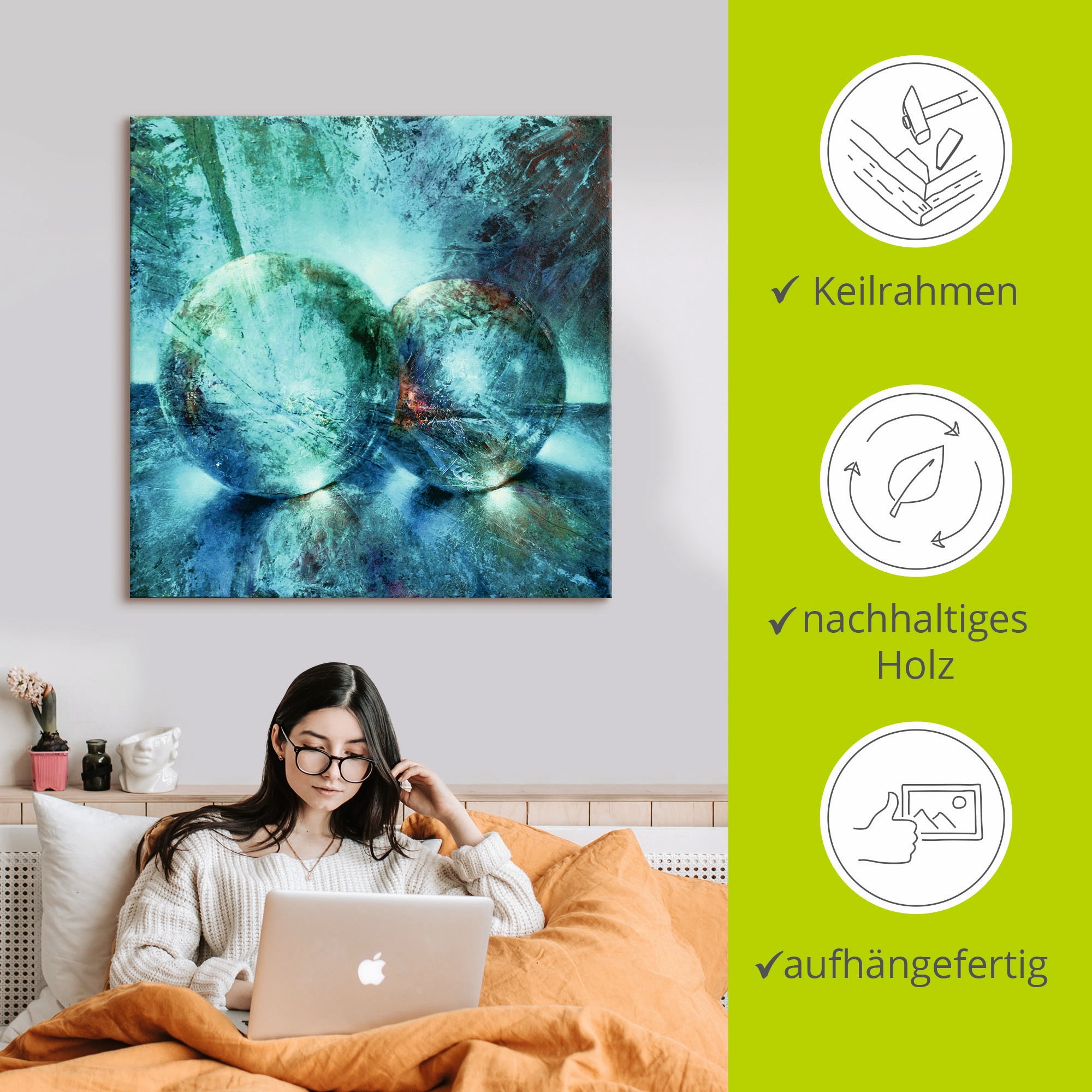 Artland Wandbild »Zwei blaue Murmeln_«, Muster, (1 St.), als Alubild, Outdoorbild, Leinwandbild, Poster in verschied. Größen