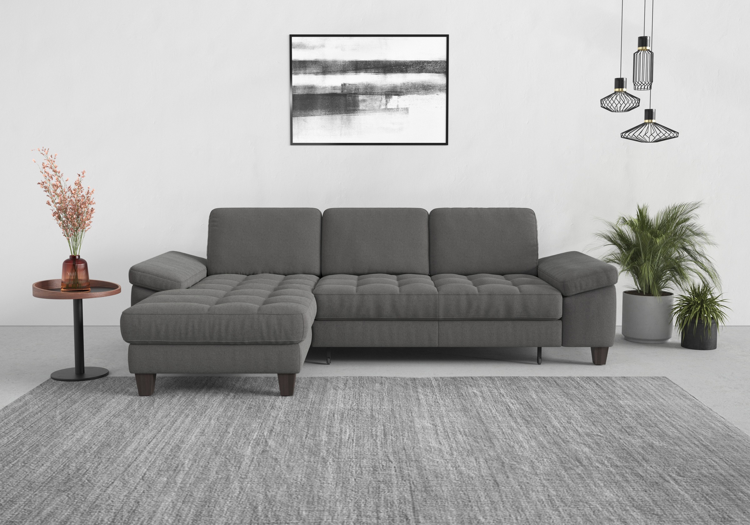 sit&more Ecksofa "Westham L-Form" Recamiere, mit oder ohne Schlaffunktion, Bettkasten, Füße wengefarben
