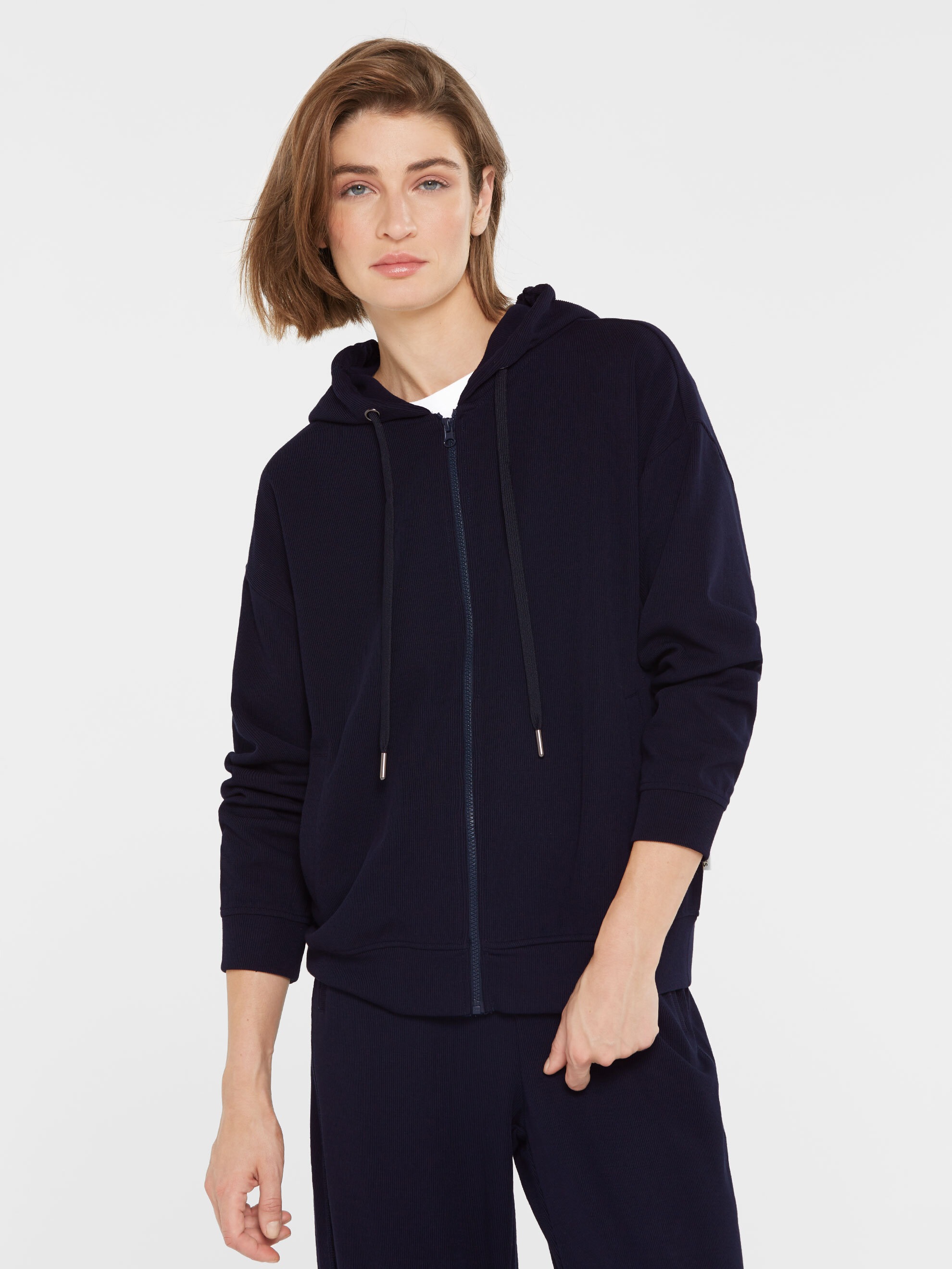 SENSES.THE LABEL Kapuzensweatjacke mit verstellbarer Kapuze
