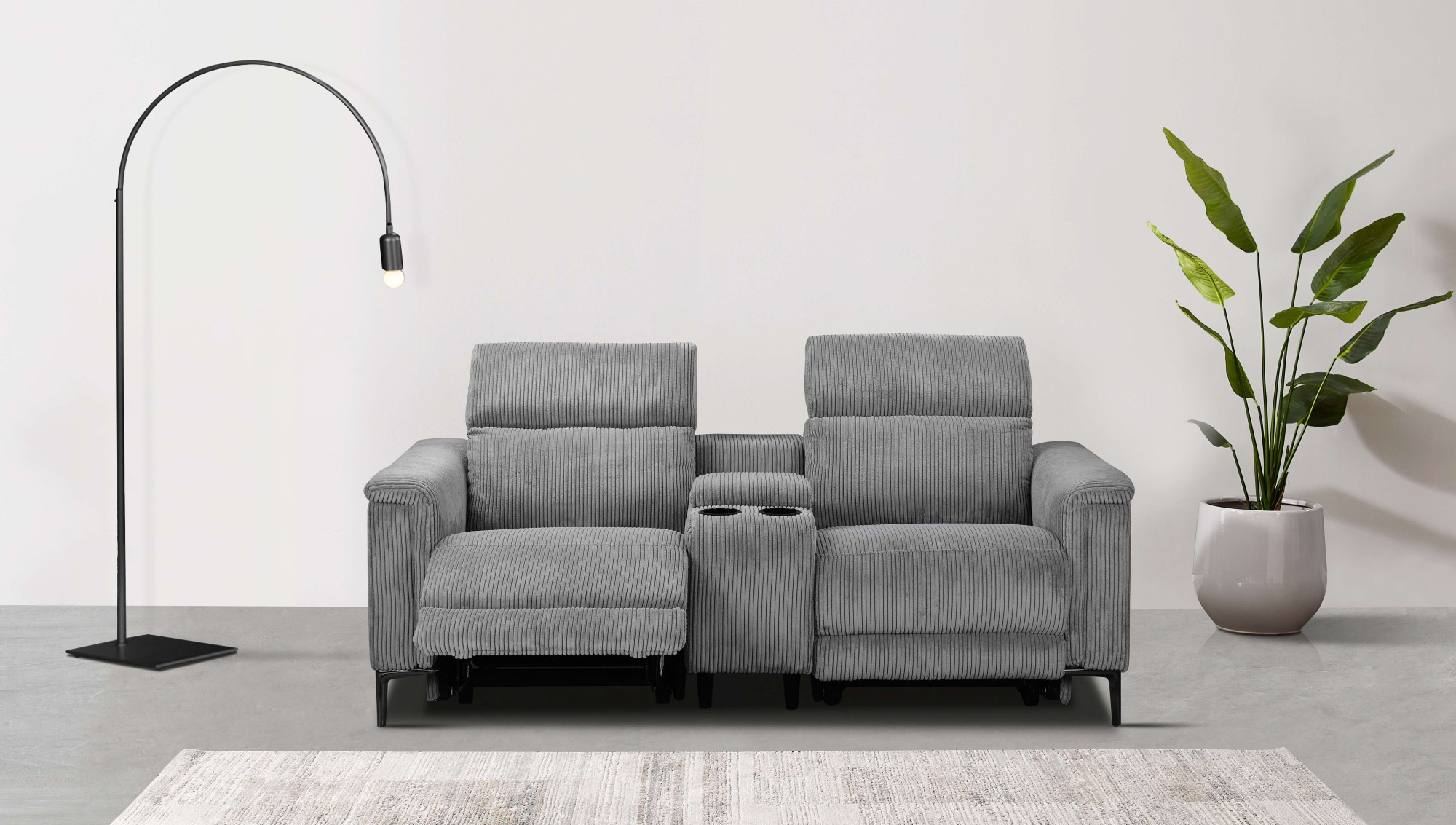 Places of Style 2-Sitzer »Lund in Cord, 2er-Kinosofa, TV-Sessel, Multimedia-Sofa, USB-A,«, m. elektrischer o. manueller Relaxfunktion, Getränkehalter u. Staufach