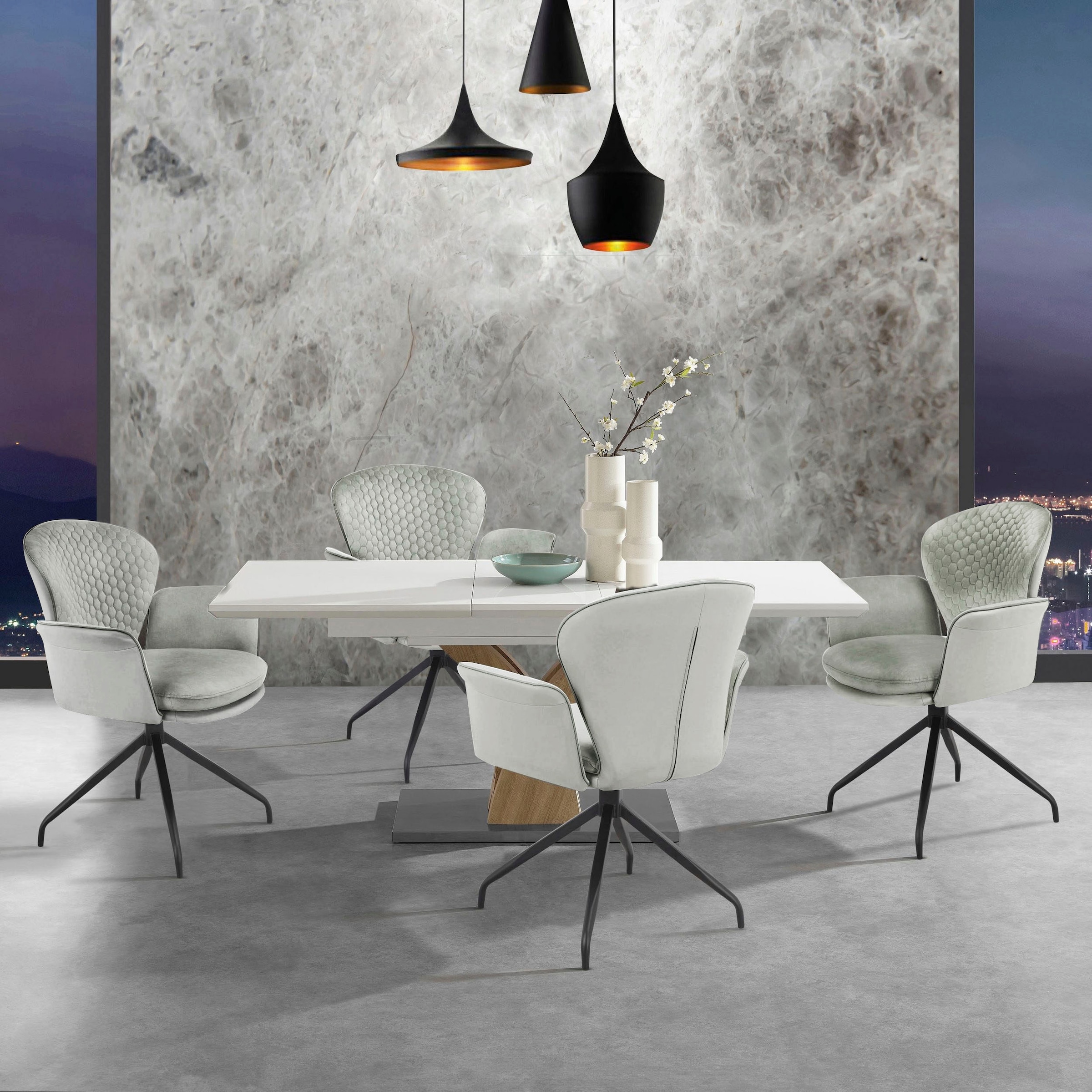 PLACES OF STYLE Esszimmerstuhl "Leonidas" () 2 Stk. Kunstleder  Veloursstof günstig online kaufen