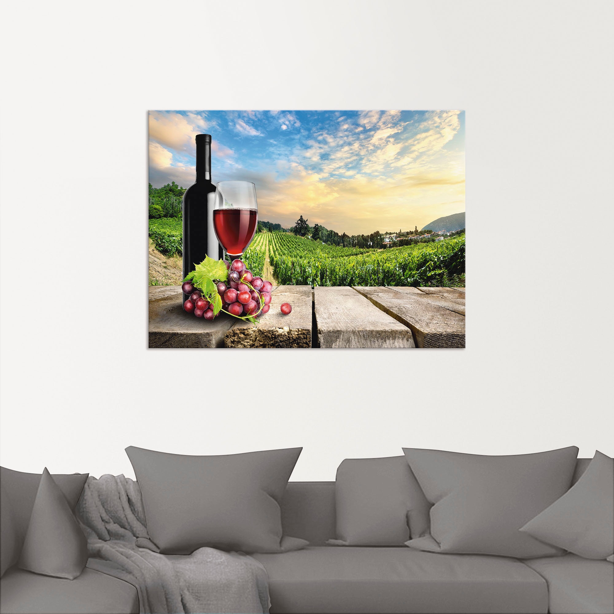 Artland Wandbild »Wein vor Weinbergen«, Berge, (1 St.), als Alubild, Outdoorbild, Poster, Wandaufkleber in verschied. Größen