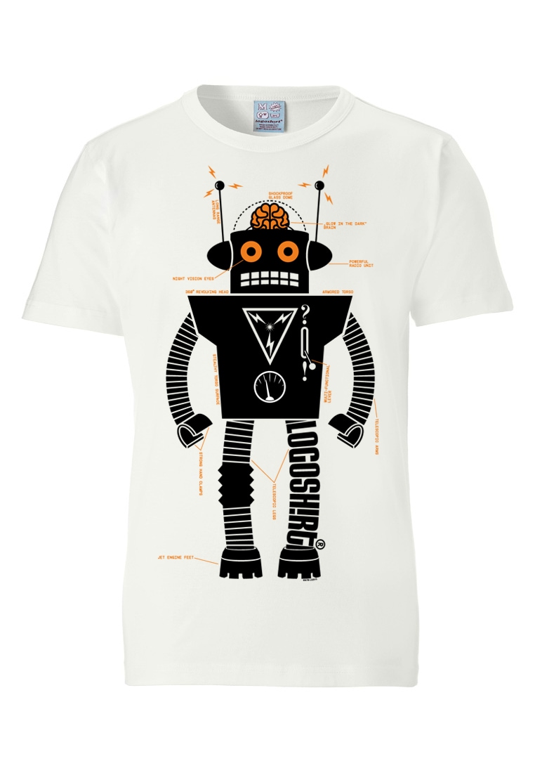 T-Shirt Roboter-Print für ▷ | Logo«, LOGOSHIRT »Roboter BAUR mit Logoshirt