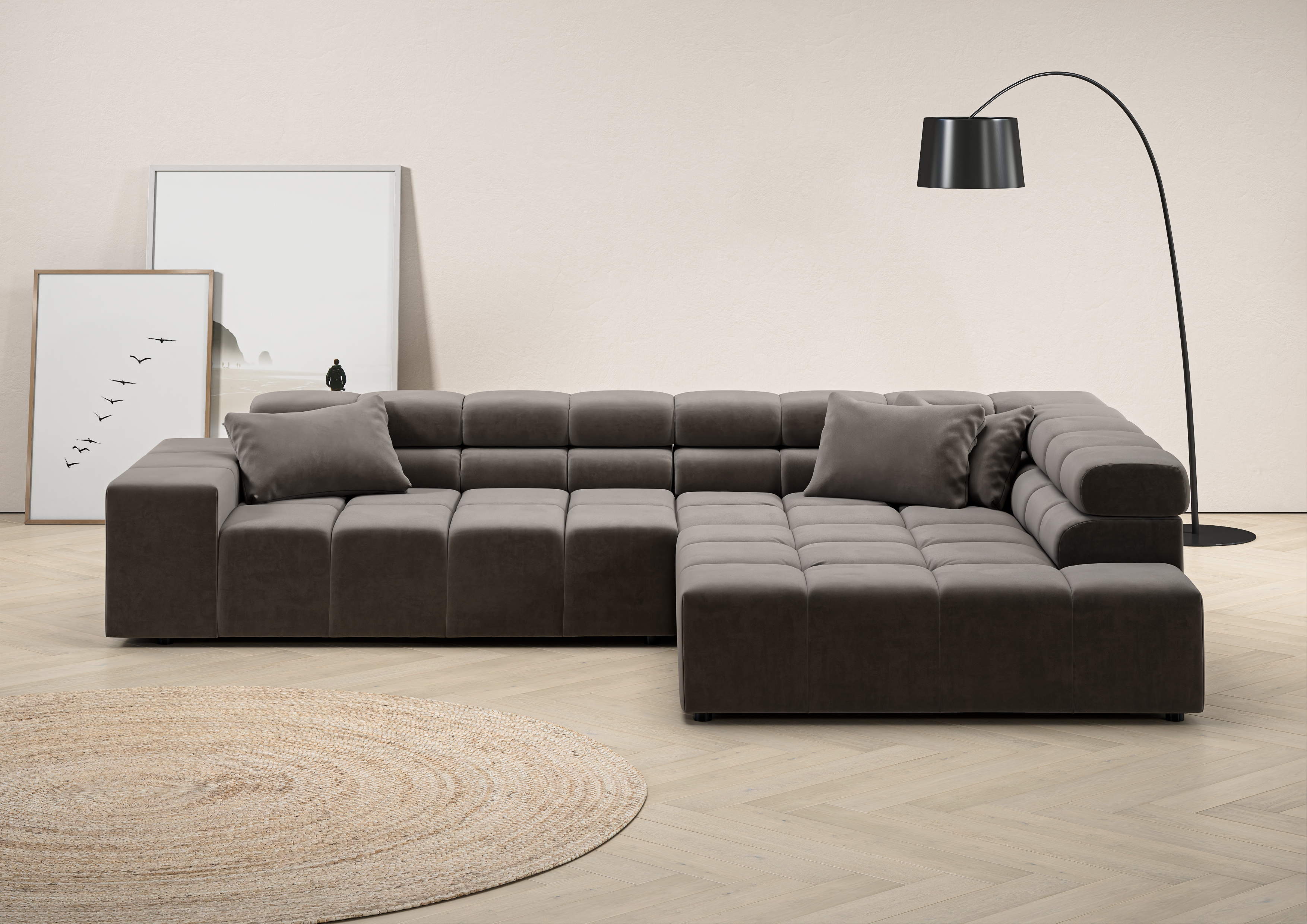Home affaire Ecksofa "Ancona, Ecksofa, incl. Kopfteilverstellung, Breite 319 cm, L-Form" wahlweise motorische Sitztiefenverstellung, auch in Cord + Easy Care
