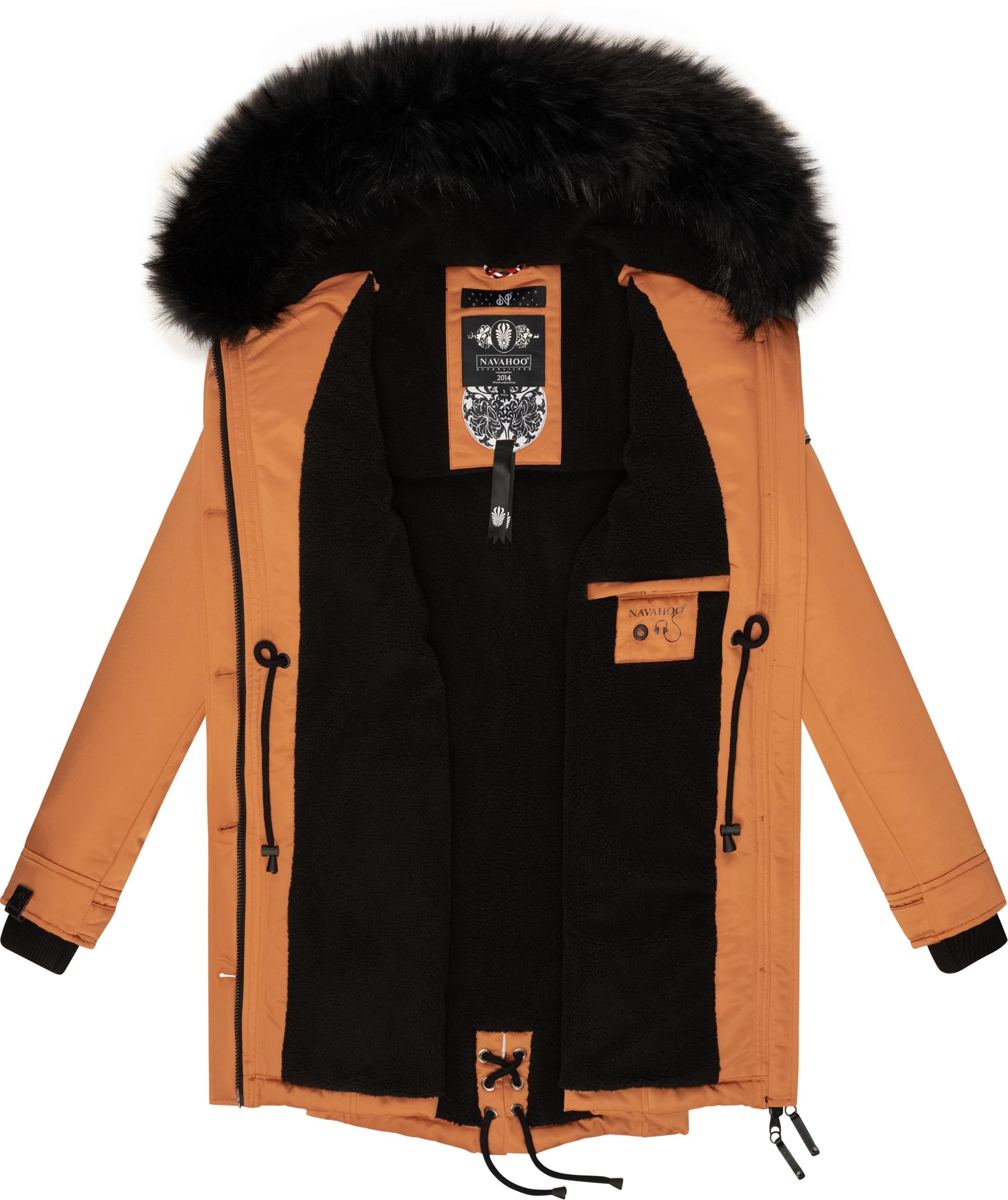 Navahoo Wintermantel »Luluna Prc«, edler Parka mit großer Kunstfellkapuze