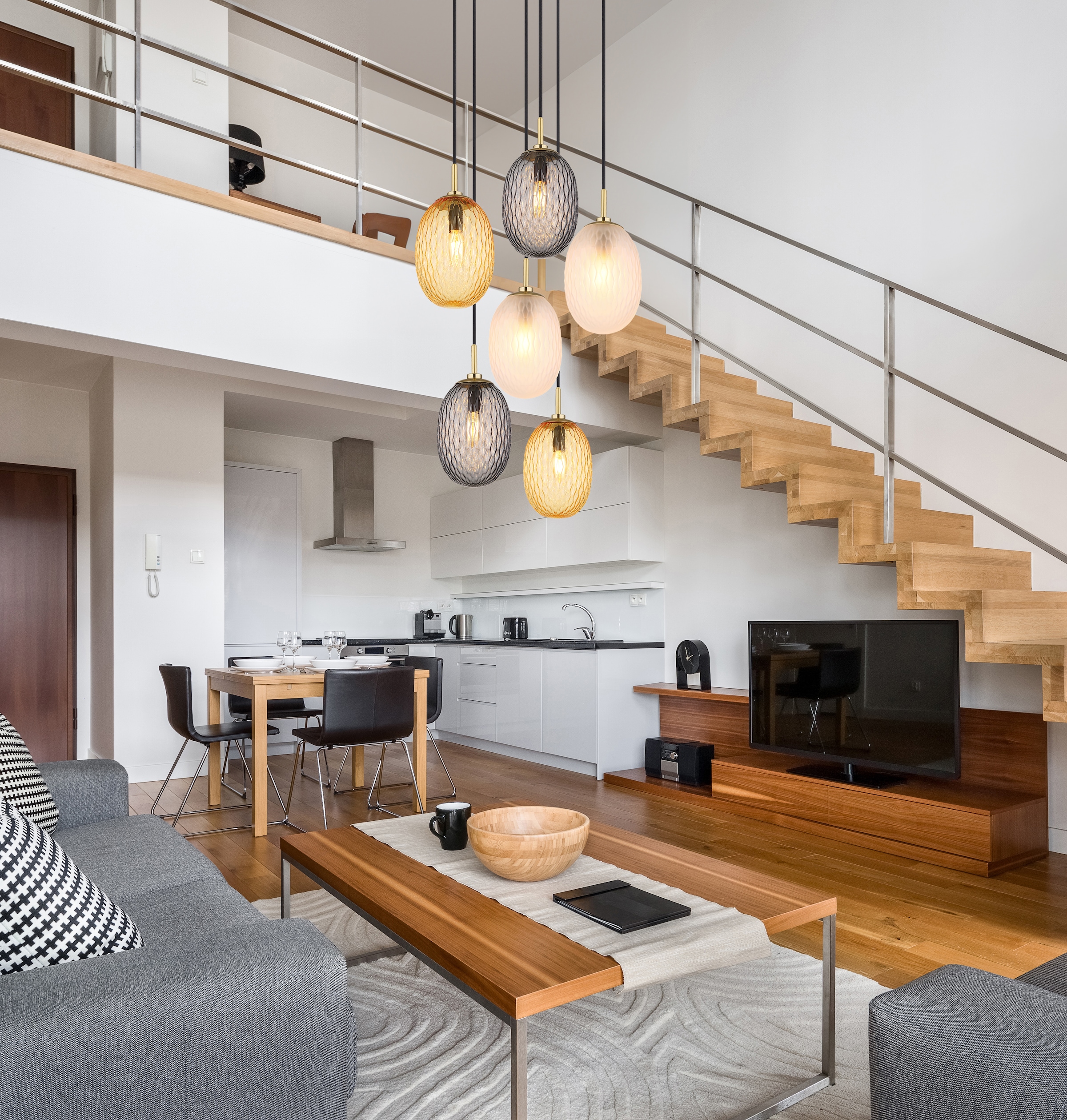 GLOBO LIGHTING Hängeleuchte »DEVIN«, Leuchtmittel E14 | ohne Leuchtmittel, Hängelampe/Pendelleuchte/Esszimmer/Wohnzimmer/Esstisch