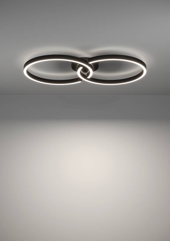 EGLO Deckenleuchte »AMANDOLO«, 1 flammig, Leuchtmittel LED-Modul | LED fest integriert, dimmbare Deckenlampe, Fernbedienung, Metall in Schwarz, RGB Backlight