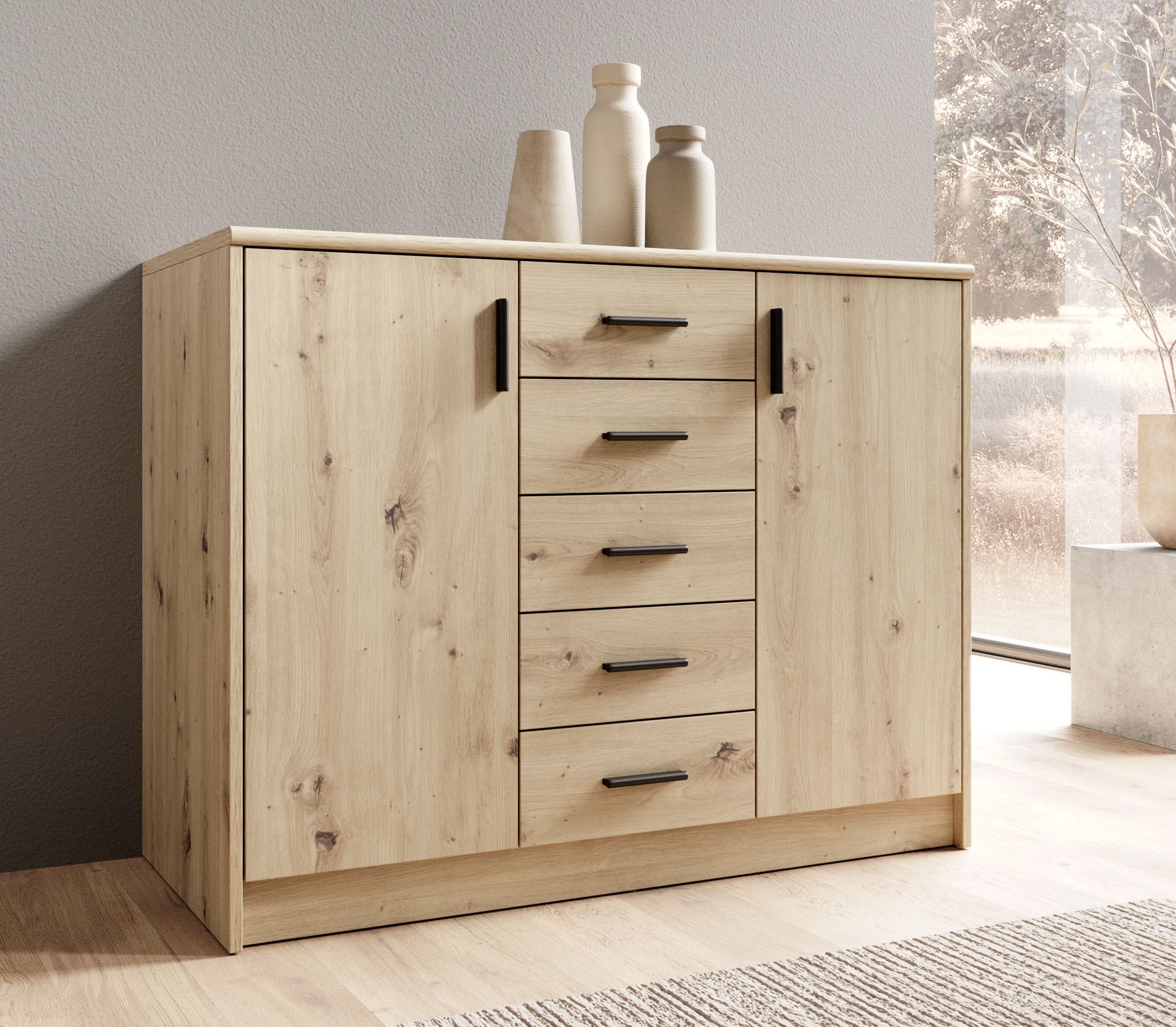 HBZ Sideboard »Nelly Kommode, BxHxT 109x86x50cm«, (1 St.), Breite 109cm, Einlegeböden verstellbar, foliert