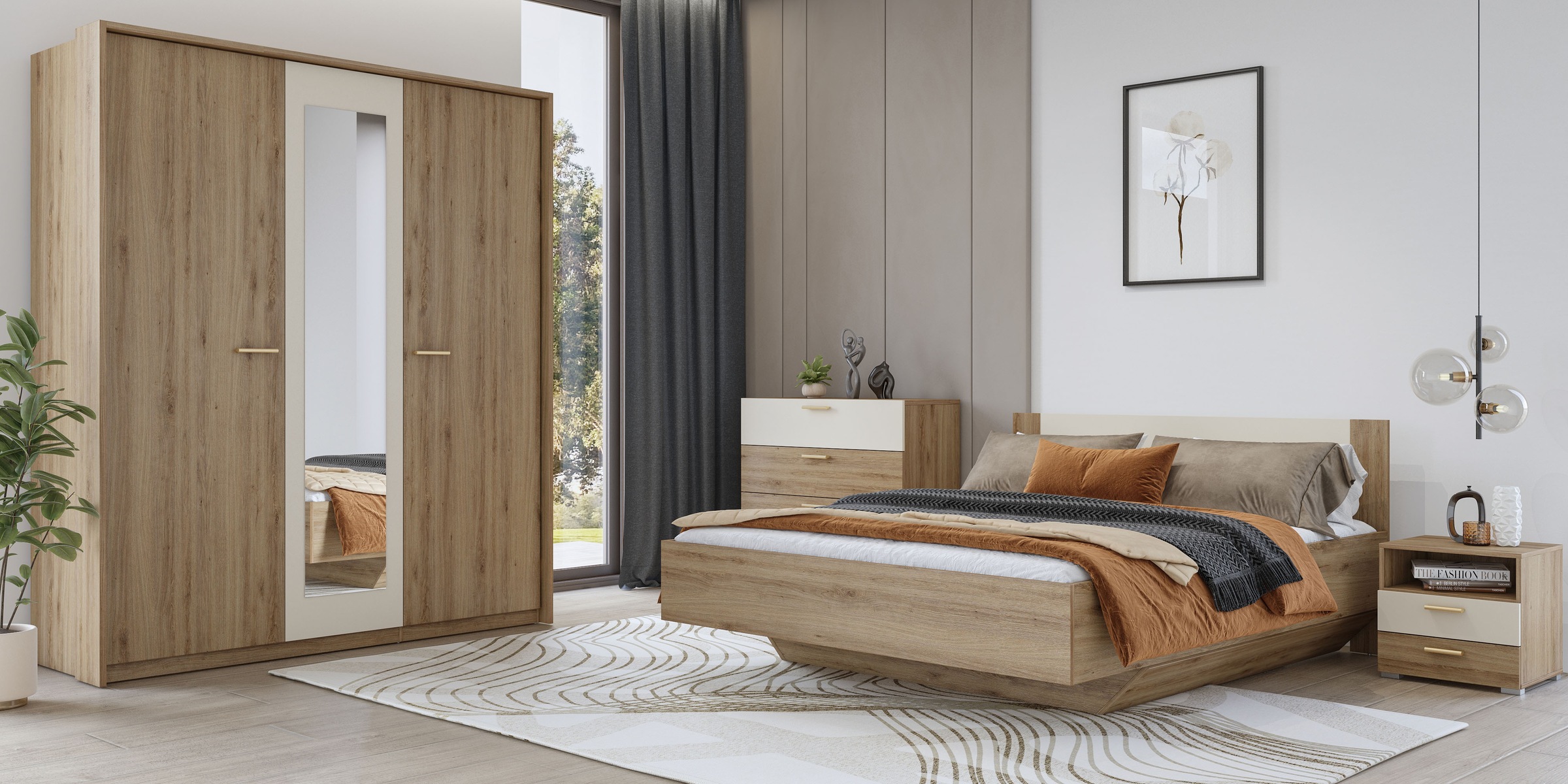 Home affaire Drehtürenschrank »Bitry, Wäscheschrank incl. kompletter Innenausstattung«, Kleiderschrank, verstellbare Einlegeböden 22 mm stark, tolle Holzoptik