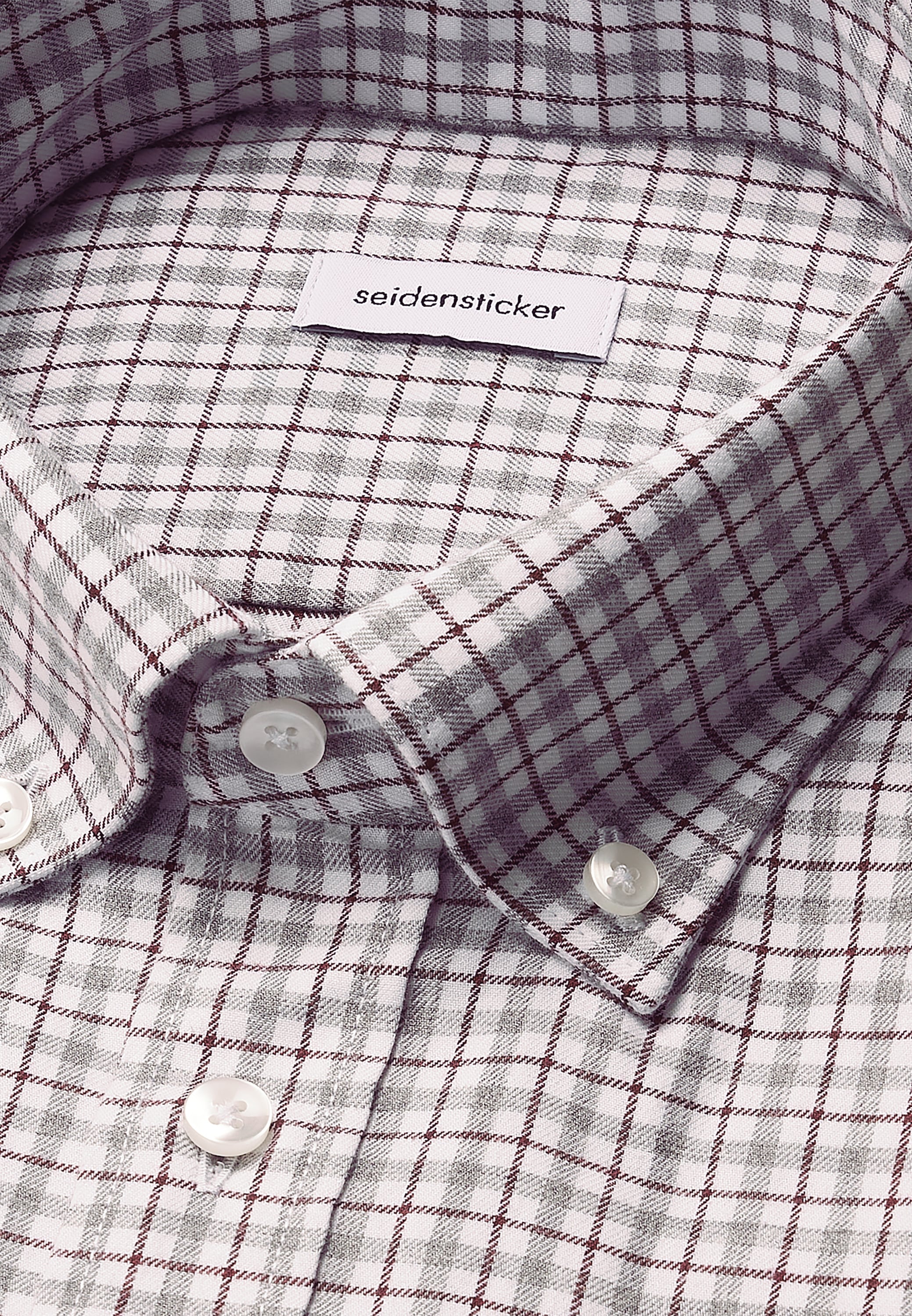 seidensticker Flanellhemd »Schwarze Rose« Slim 1/1 Button-Down-Kragen Karo