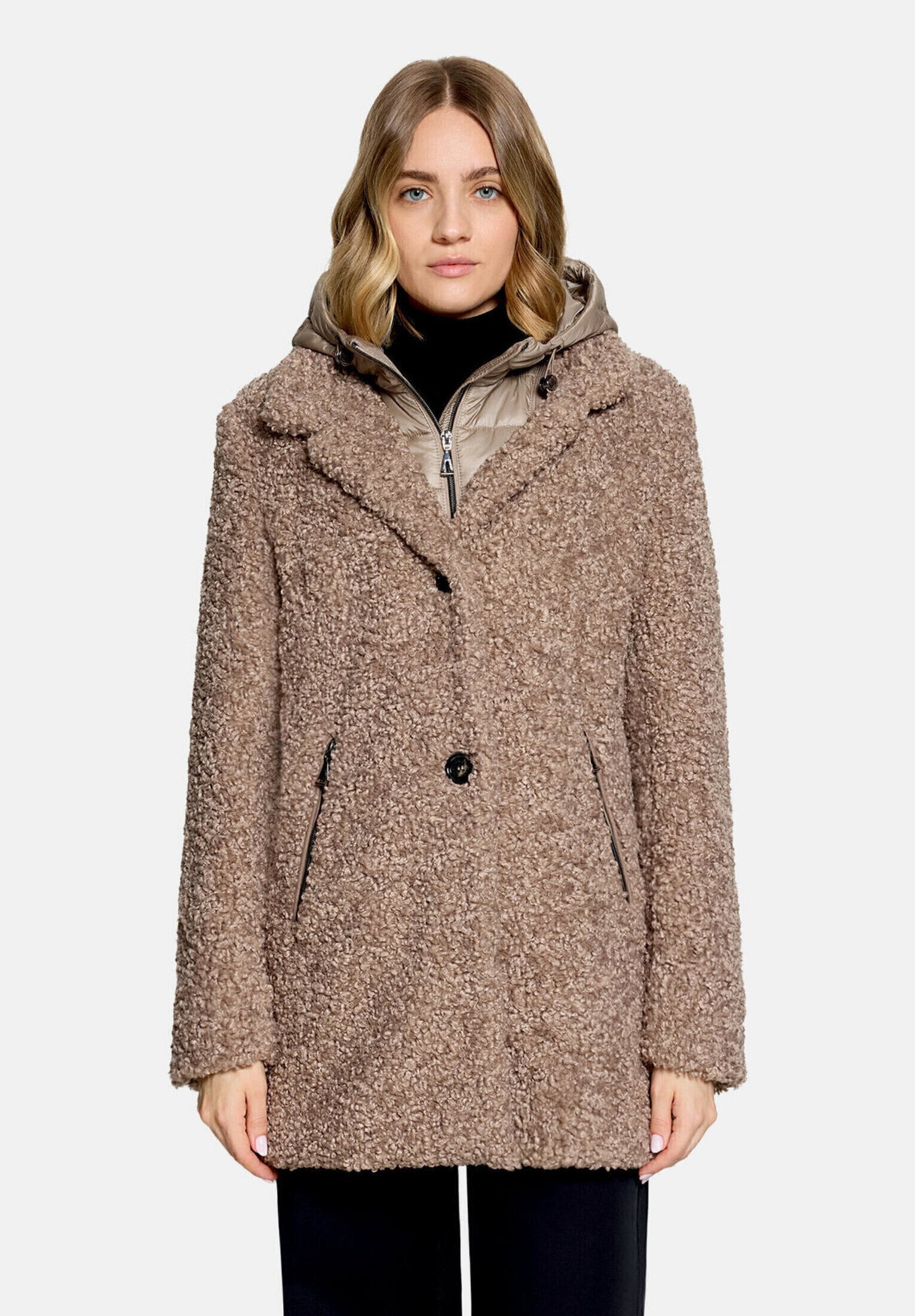 Amber & June Plüschjacke »Damen mit abnehmbarem Westenteil« mit Kapuze