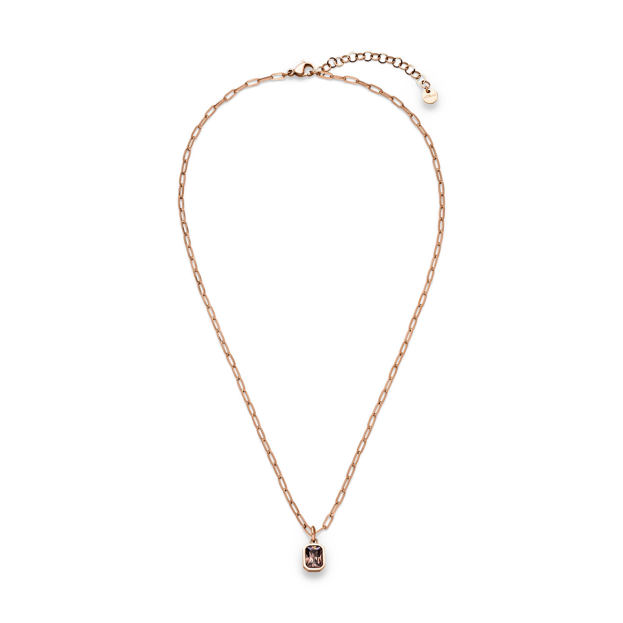 s.Oliver Kette mit Anhänger »Schmuck Geschenk Edelstahl Halskette Signature Stone« mit Zirkonia (synth.)