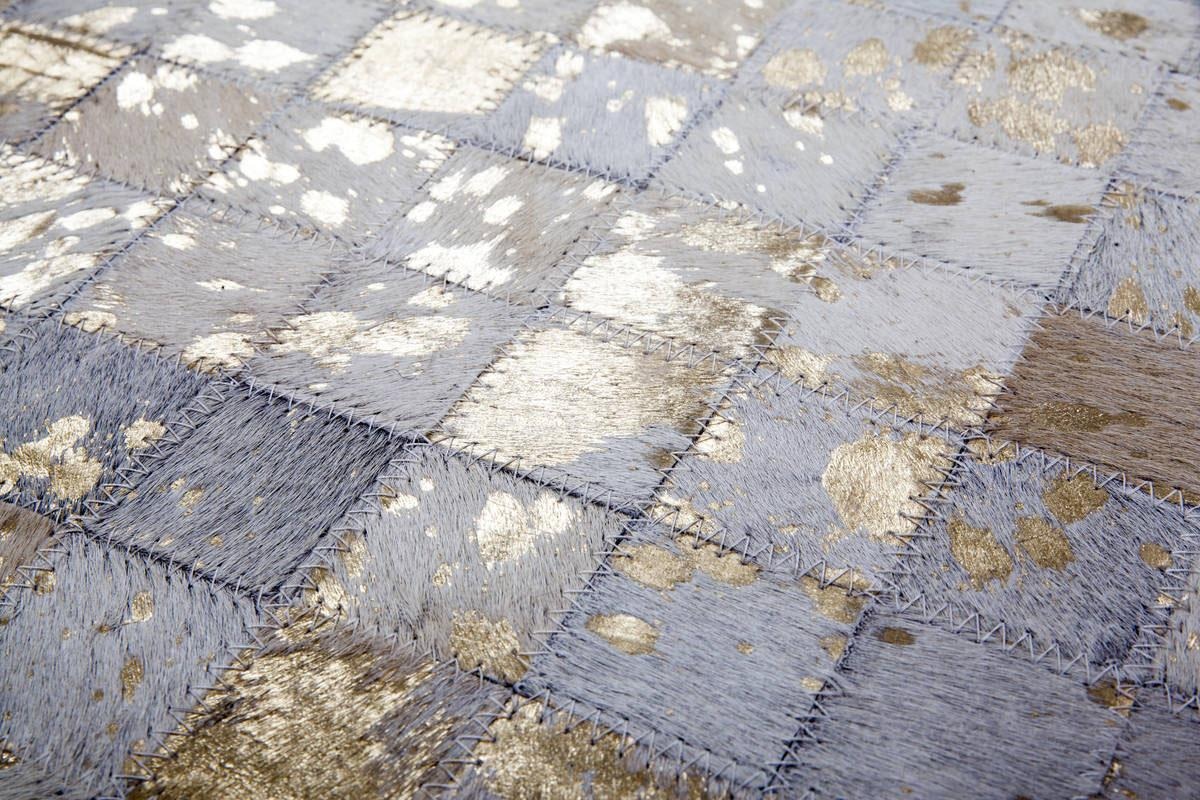 Kayoom Lederteppich »Rocket 110 - Fellteppich«, rechteckig, 8 mm Höhe, Patchwork - echtes Leder, Einzel Unikate, Metallische Applikationen