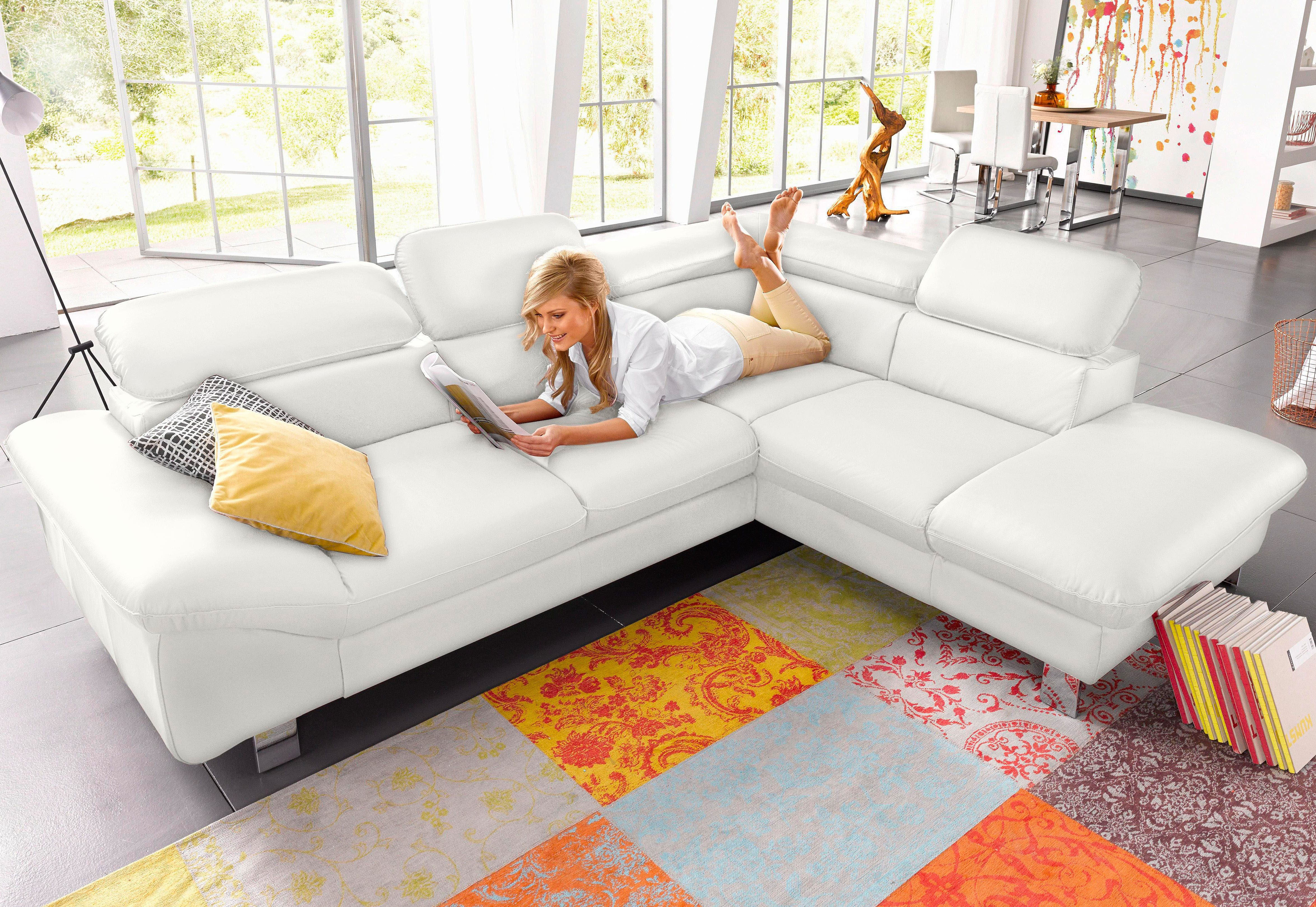 COTTA Ecksofa "Driver L-Form, B: 265cm, moderne Couch, Wellenunterfederung, inkl. 3 x" Kopfteilverstellung, optional Schlaffunktion & Bettkasten