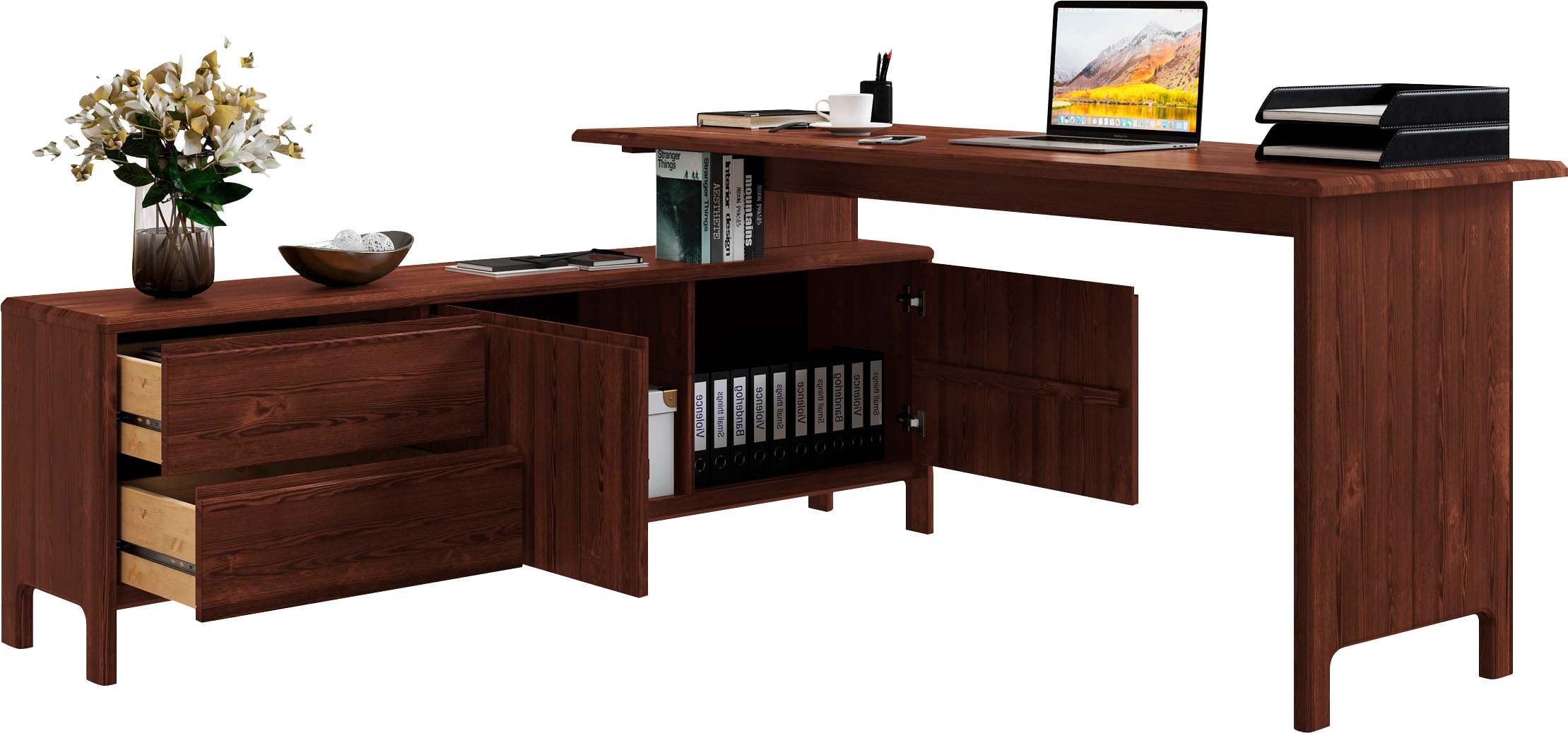 Home affaire Schreibtisch "Luven", Breite 170-304 cm günstig online kaufen