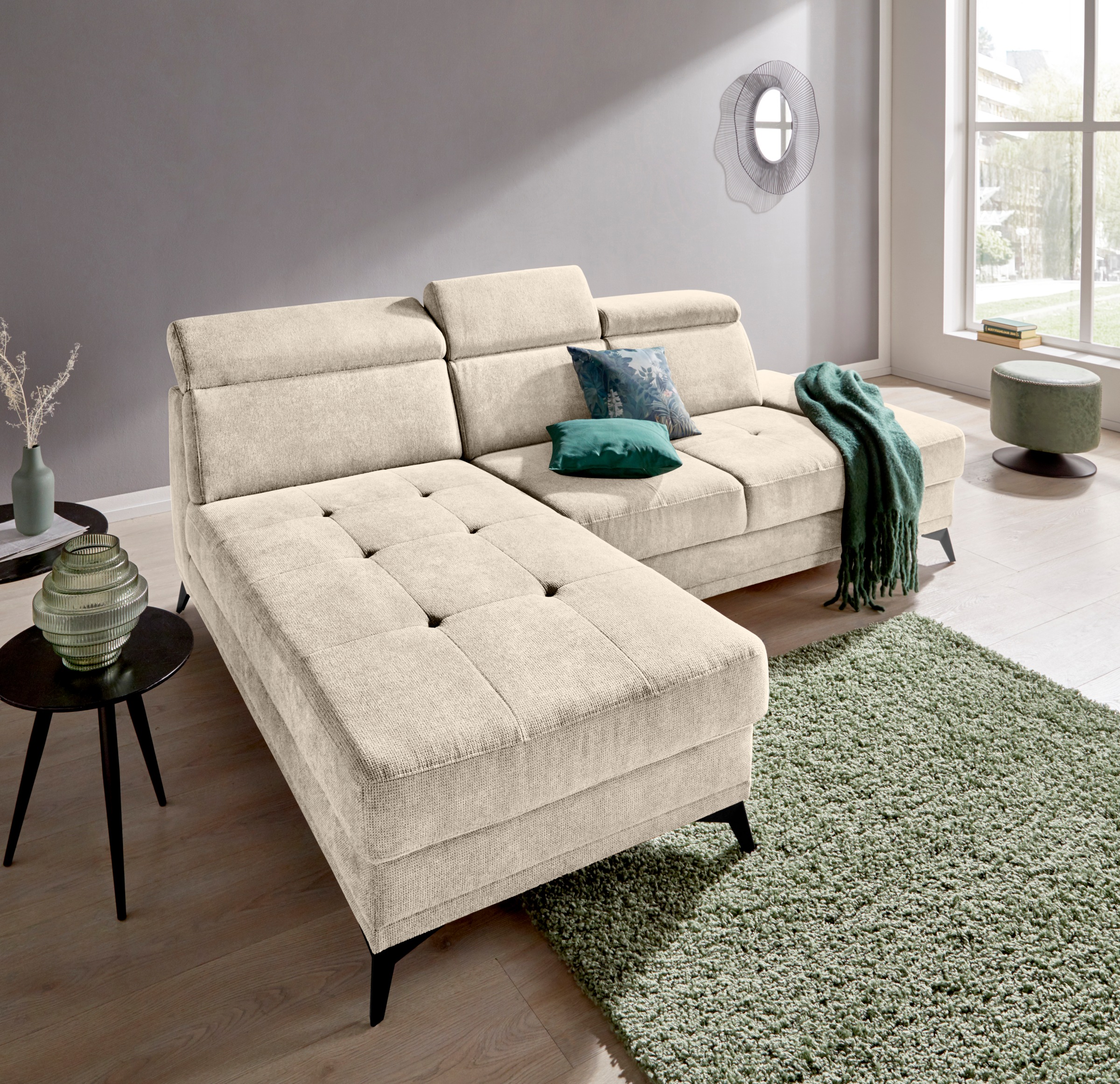 Home affaire Ecksofa "Cardiz L-Form" inkl.Kopfteilverstellung und Federkern günstig online kaufen